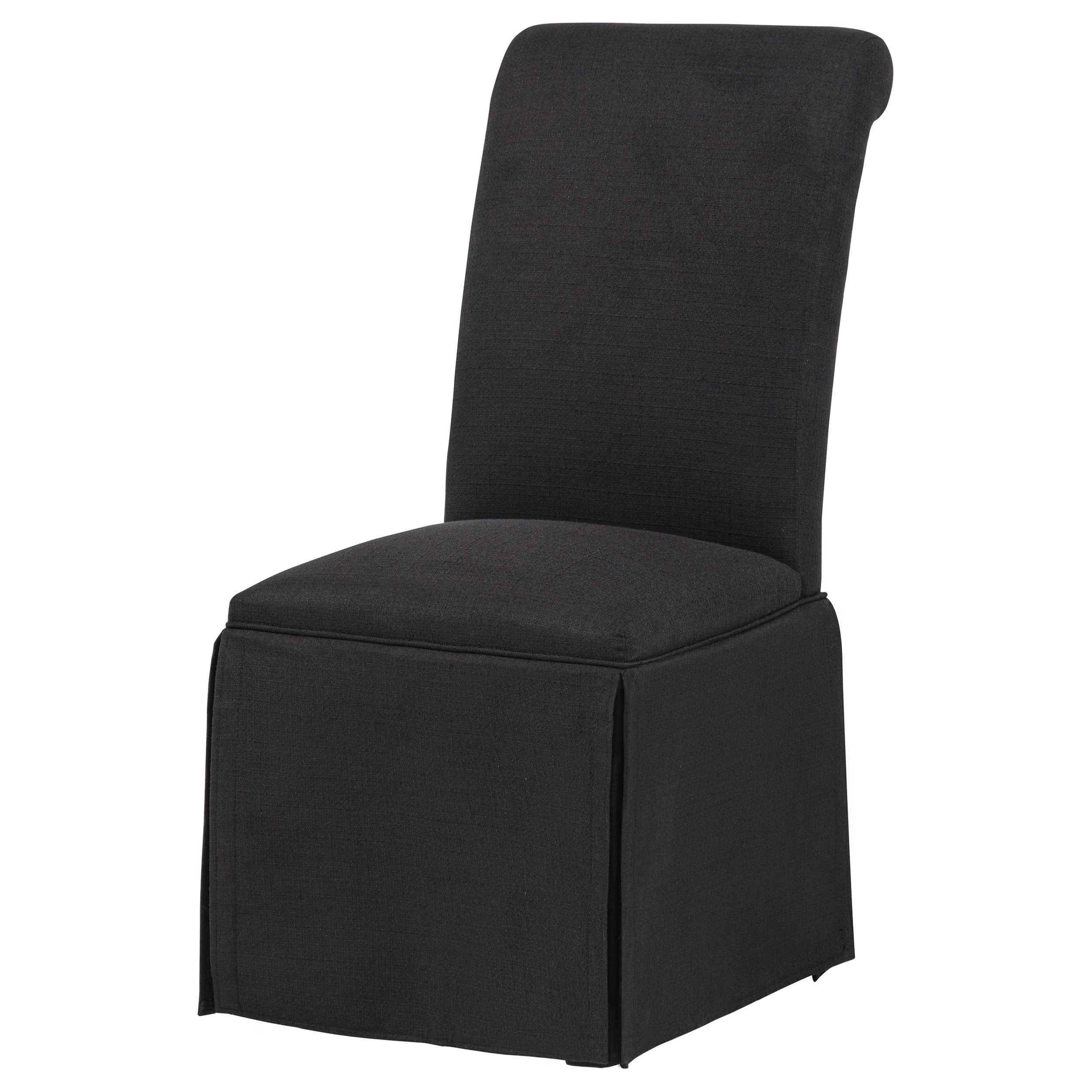 Shawna Upholstered Skirted Side Chair Black (Set of 2)-