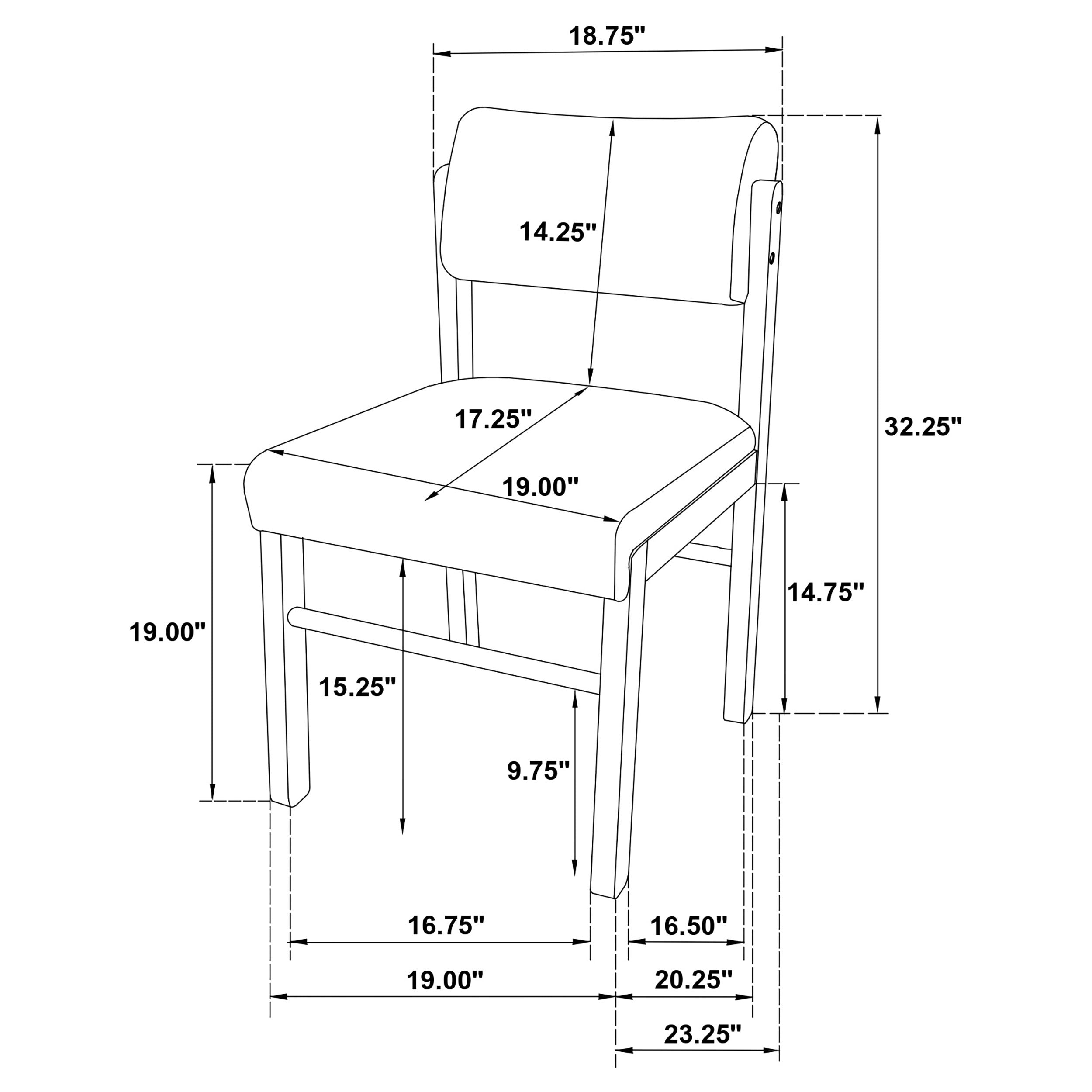 Kehoe Upholstered Dining Side Chair Black and Walnut (Set of 2)-