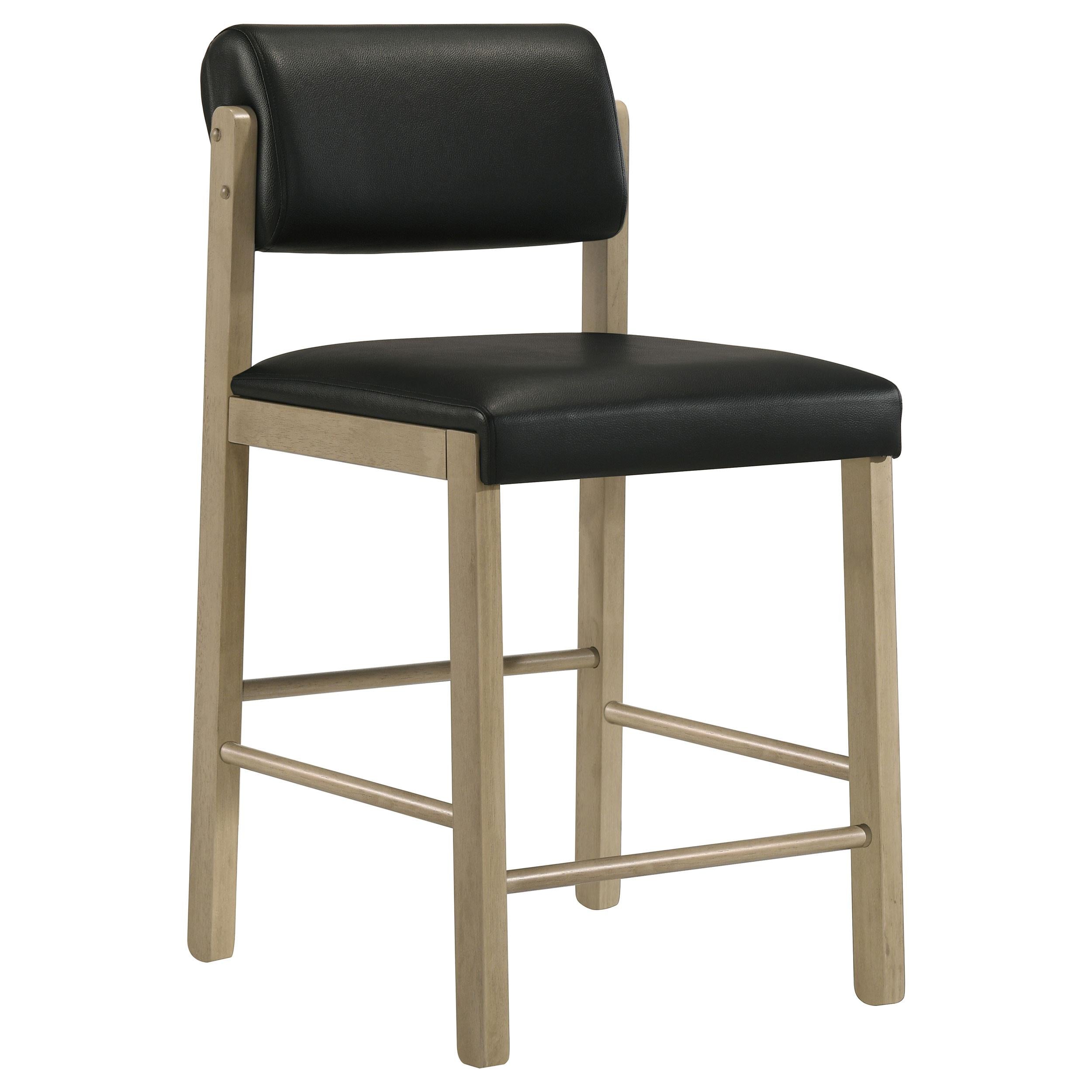 Kehoe Upholstered Counter Height Chair Black and Natural Oak (Set of 2)-