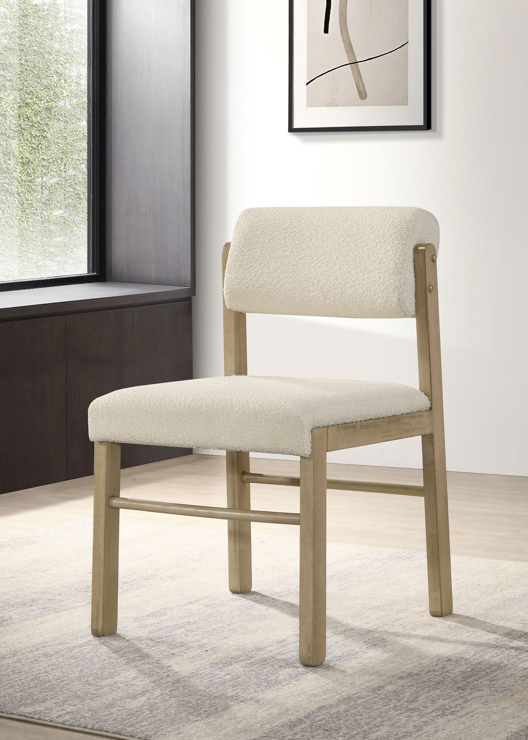 Kehoe Upholstered Dining Side Chair Cream and Natural Oak (Set of 2)-