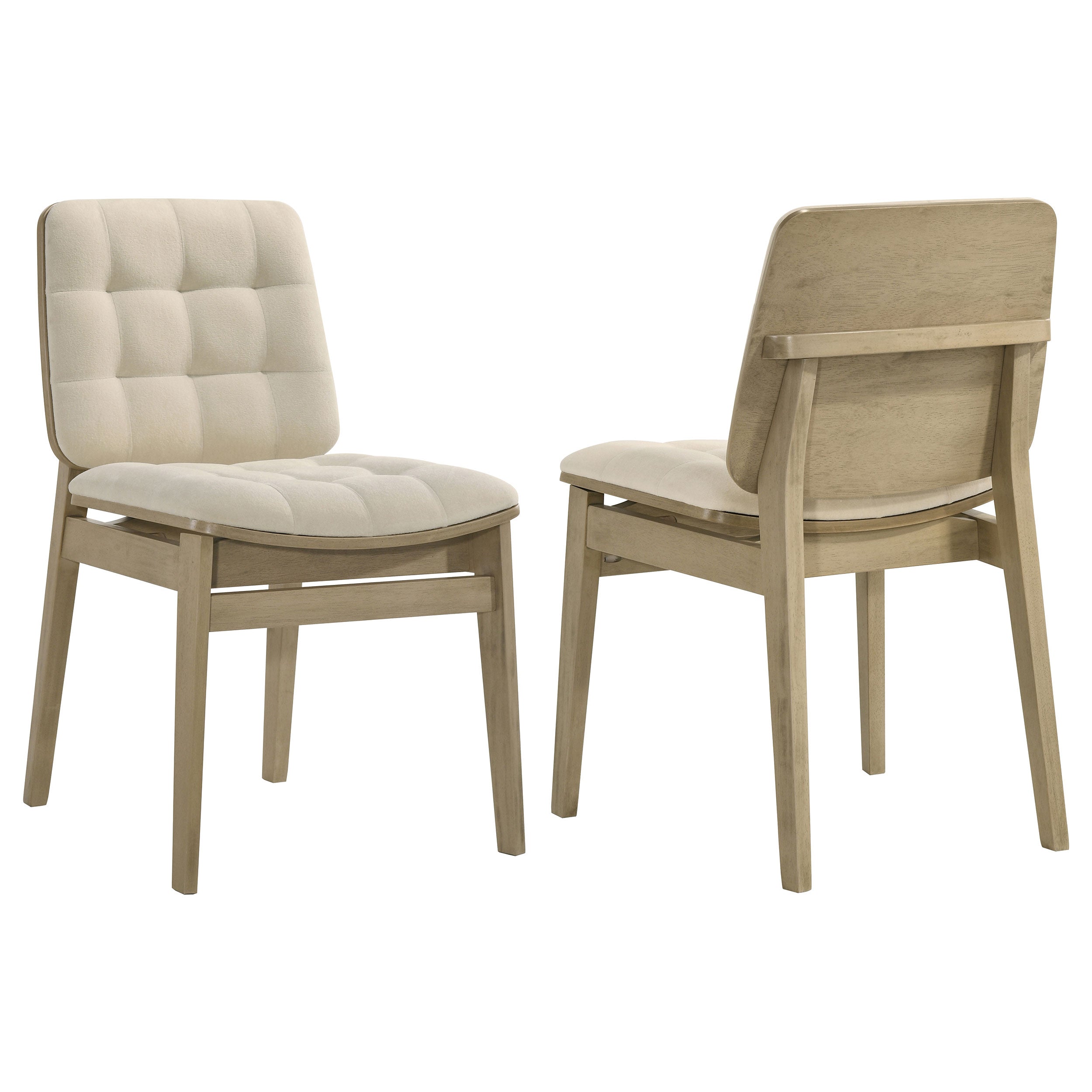 Redbridge Velvet Upholstered Side Chair Cream and Natural Oak (Set of 2)-