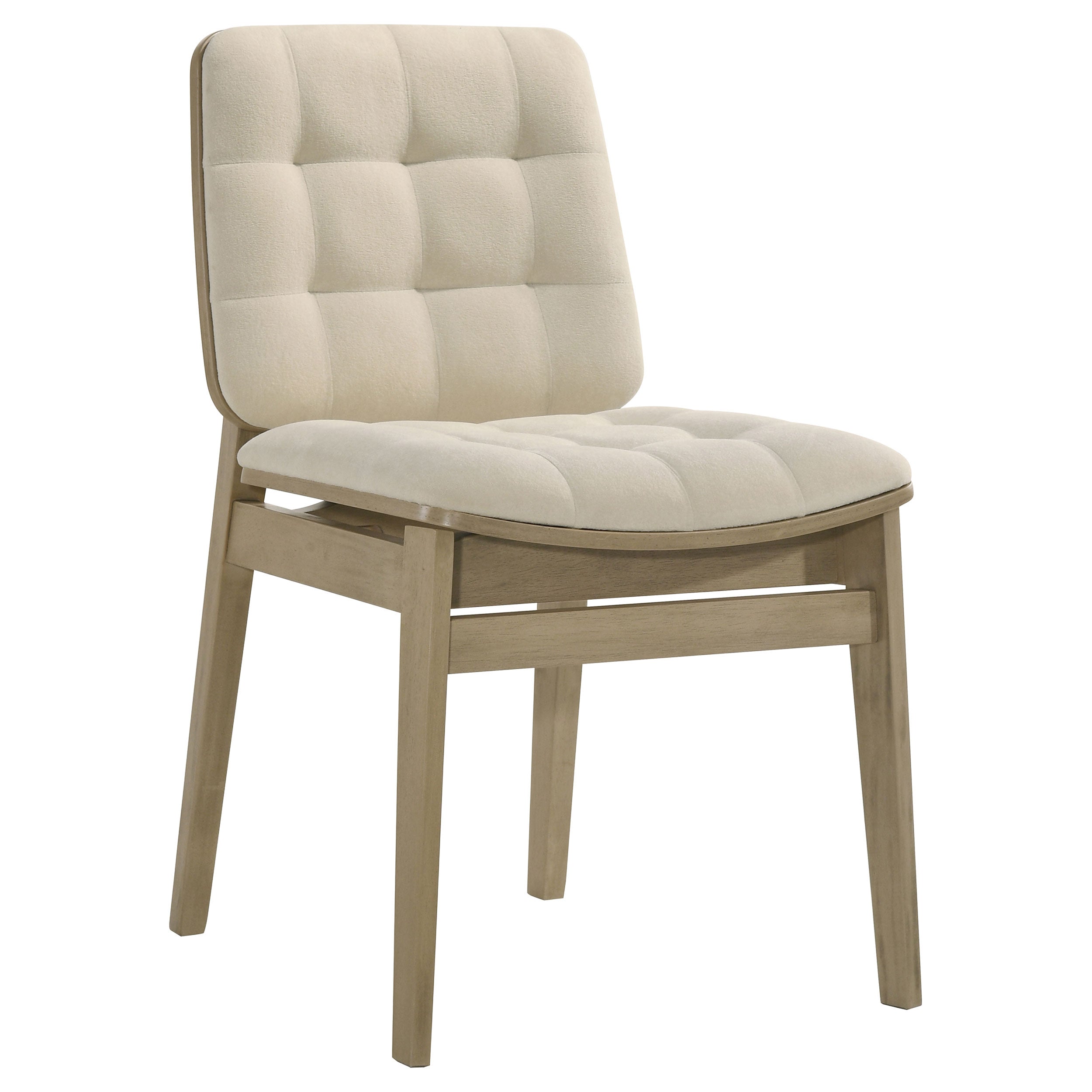 Redbridge Velvet Upholstered Side Chair Cream and Natural Oak (Set of 2)-