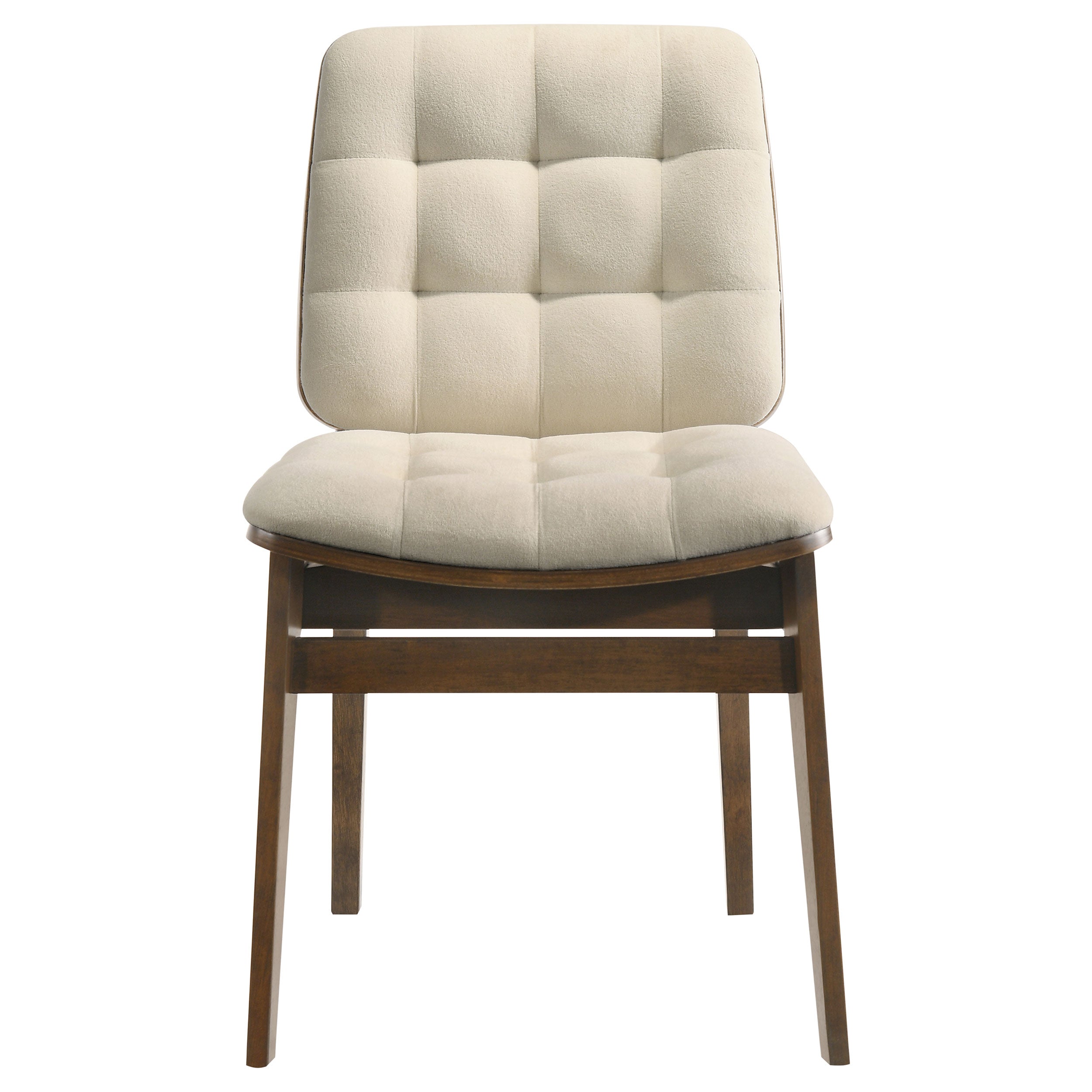 Redbridge Velvet Upholstered Side Chair Cream and Walnut (Set of 2)-
