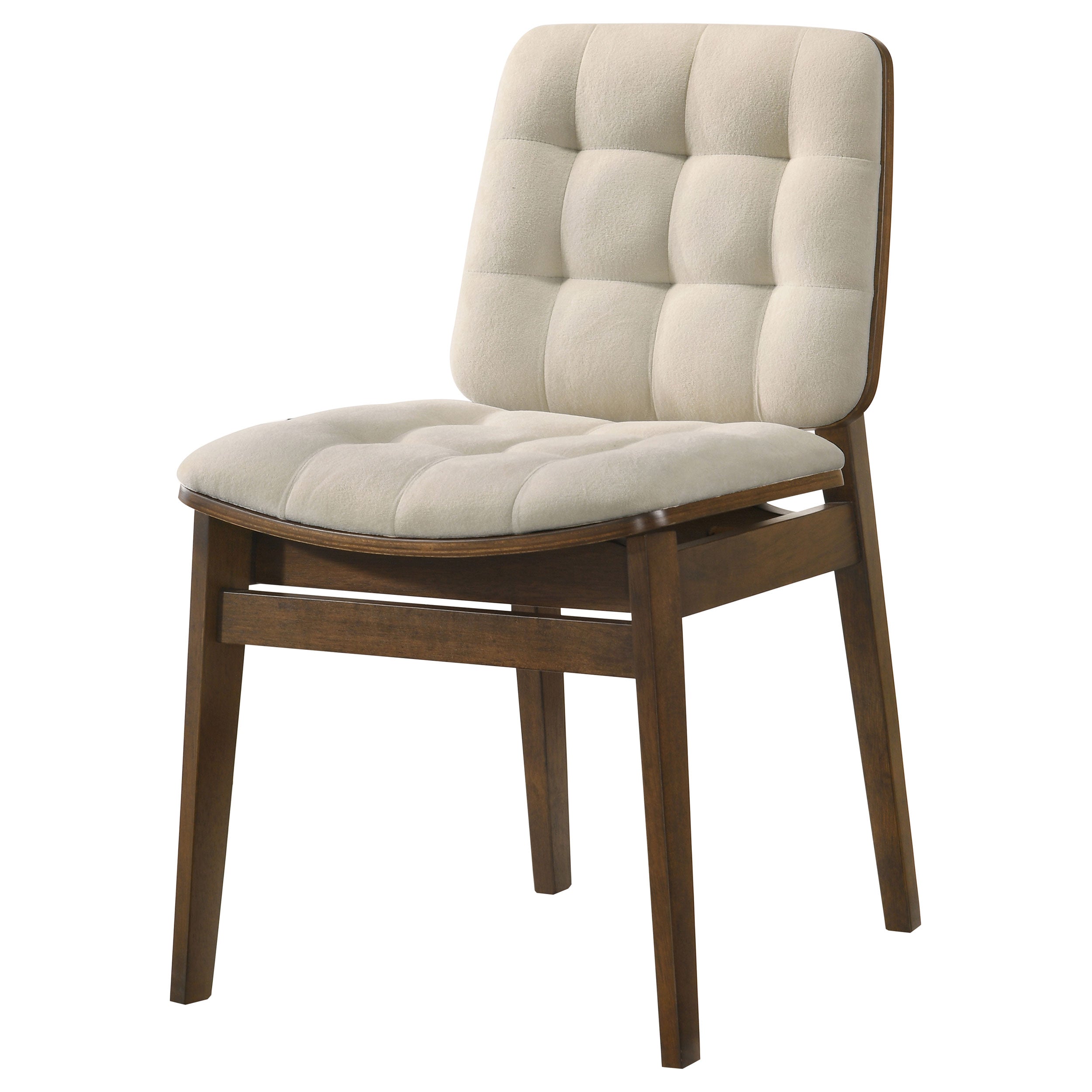 Redbridge Velvet Upholstered Side Chair Cream and Walnut (Set of 2)-