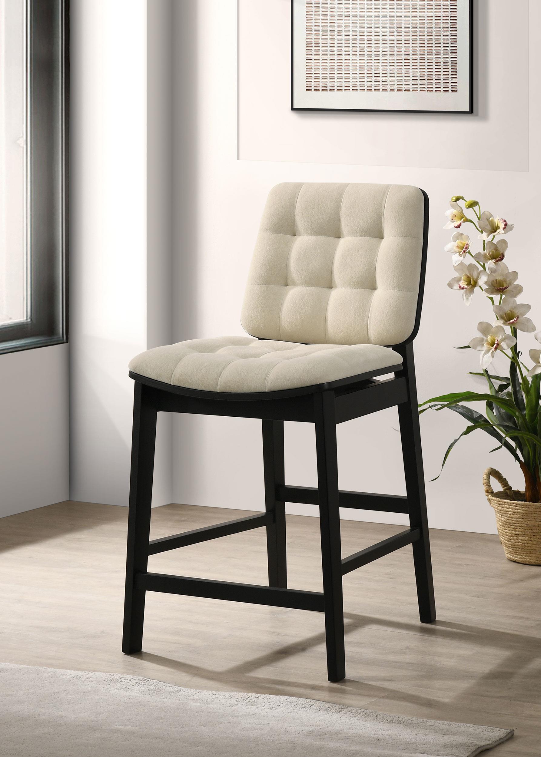 Redbridge Velvet Upholstered Counter Chair Cream and Black (Set of 2)-