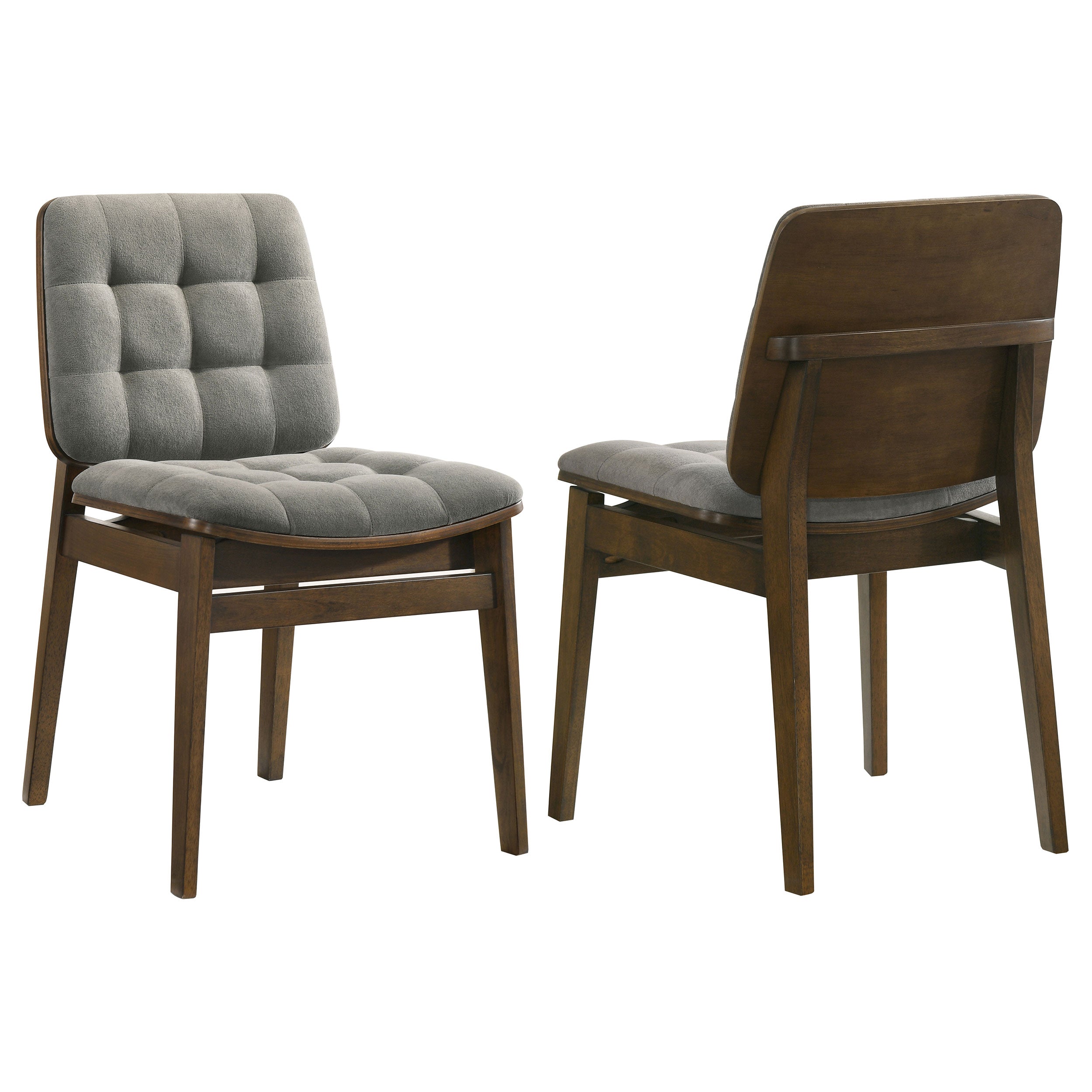 Redbridge Velvet Upholstered Side Chair Grey and Walnut (Set of 2)-