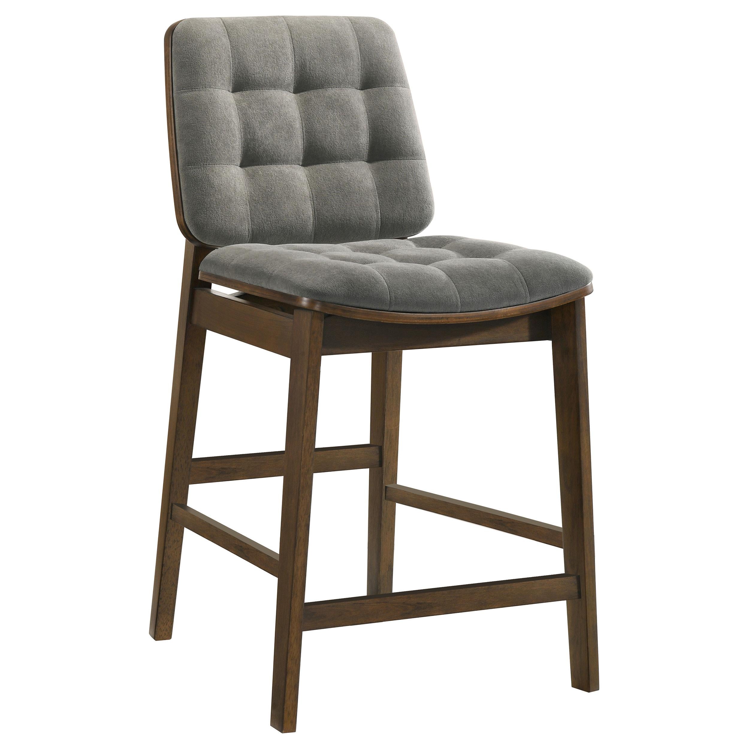 Redbridge Velvet Upholstered Counter Chair Grey and Walnut (Set of 2)-