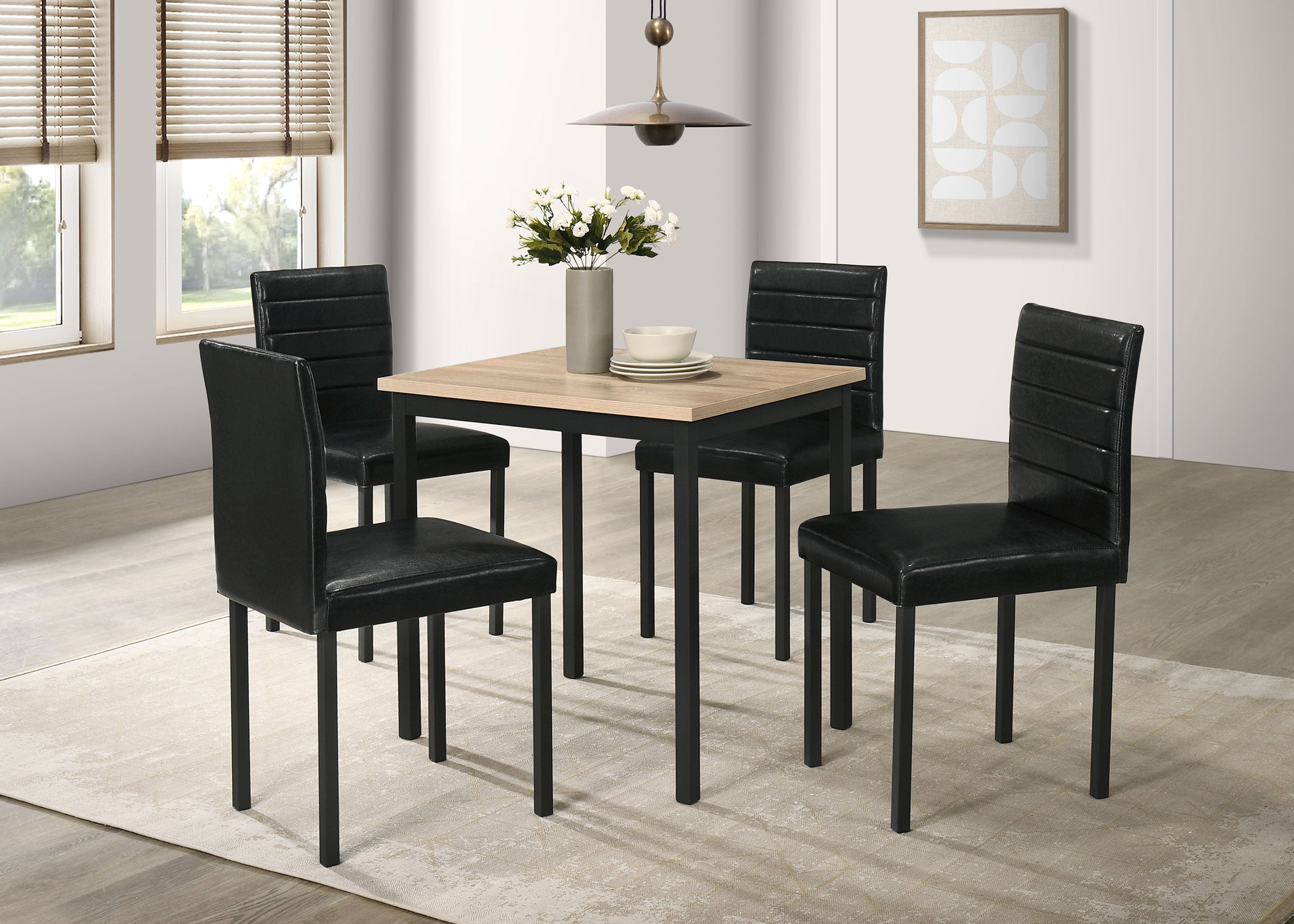 Garza 5-piece Space Saving Rectangular Dining Table Greige Oak-
