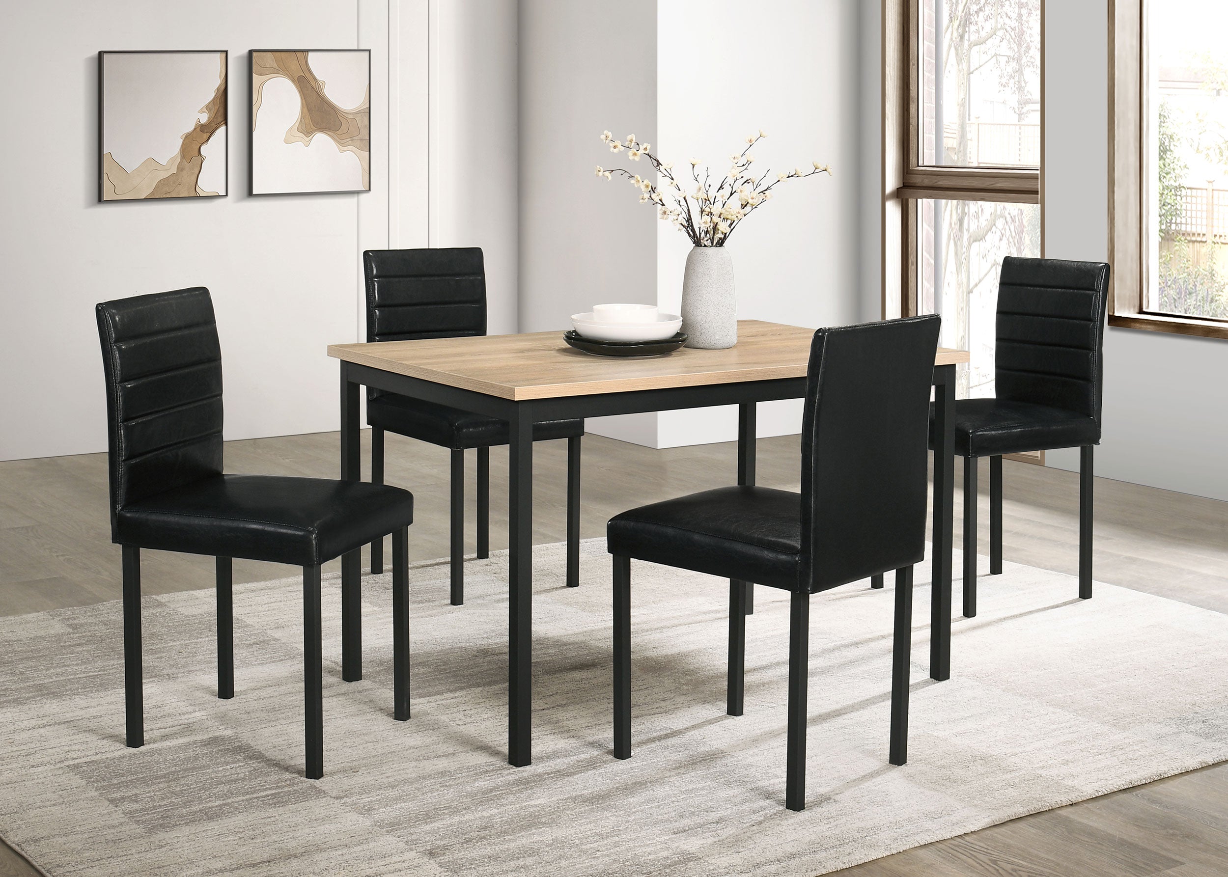Garza 5-piece Rectangular Dining Table Greige Oak-