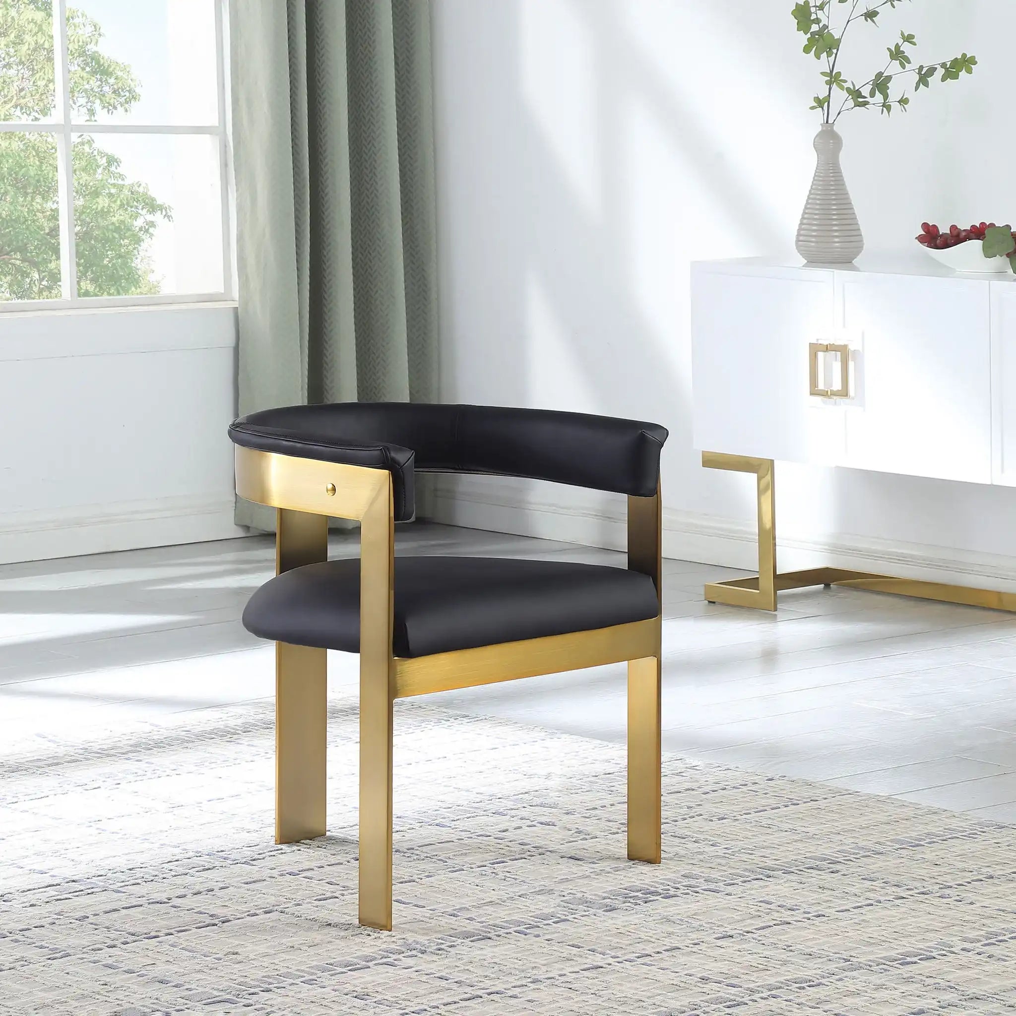 Romeo - Faux Leather Dining Chair With Gold Base (Set of 2)