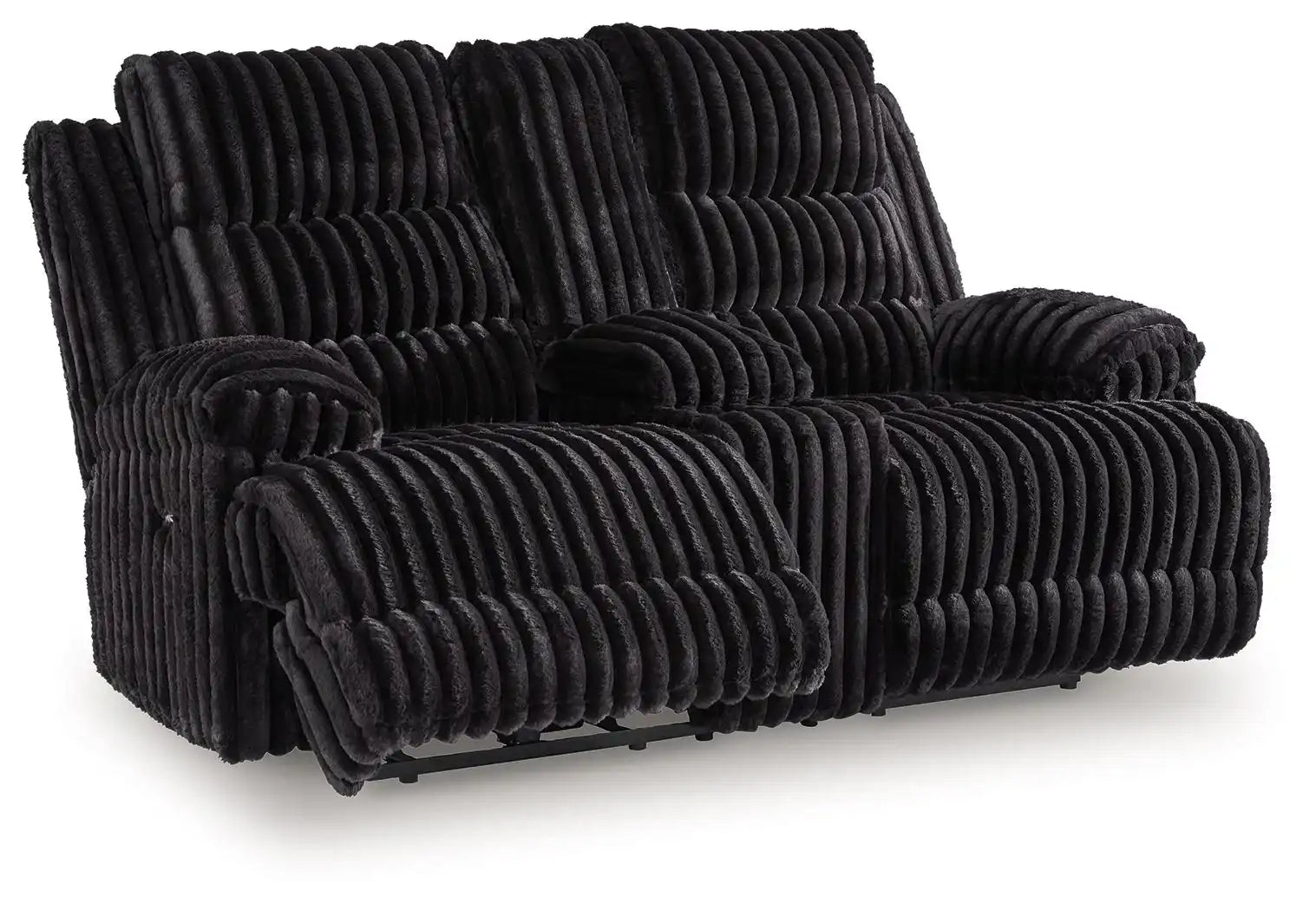 Rhine Falls - Double Reclining Power Loveseat With Console - Onyx - Best Buy Furniture