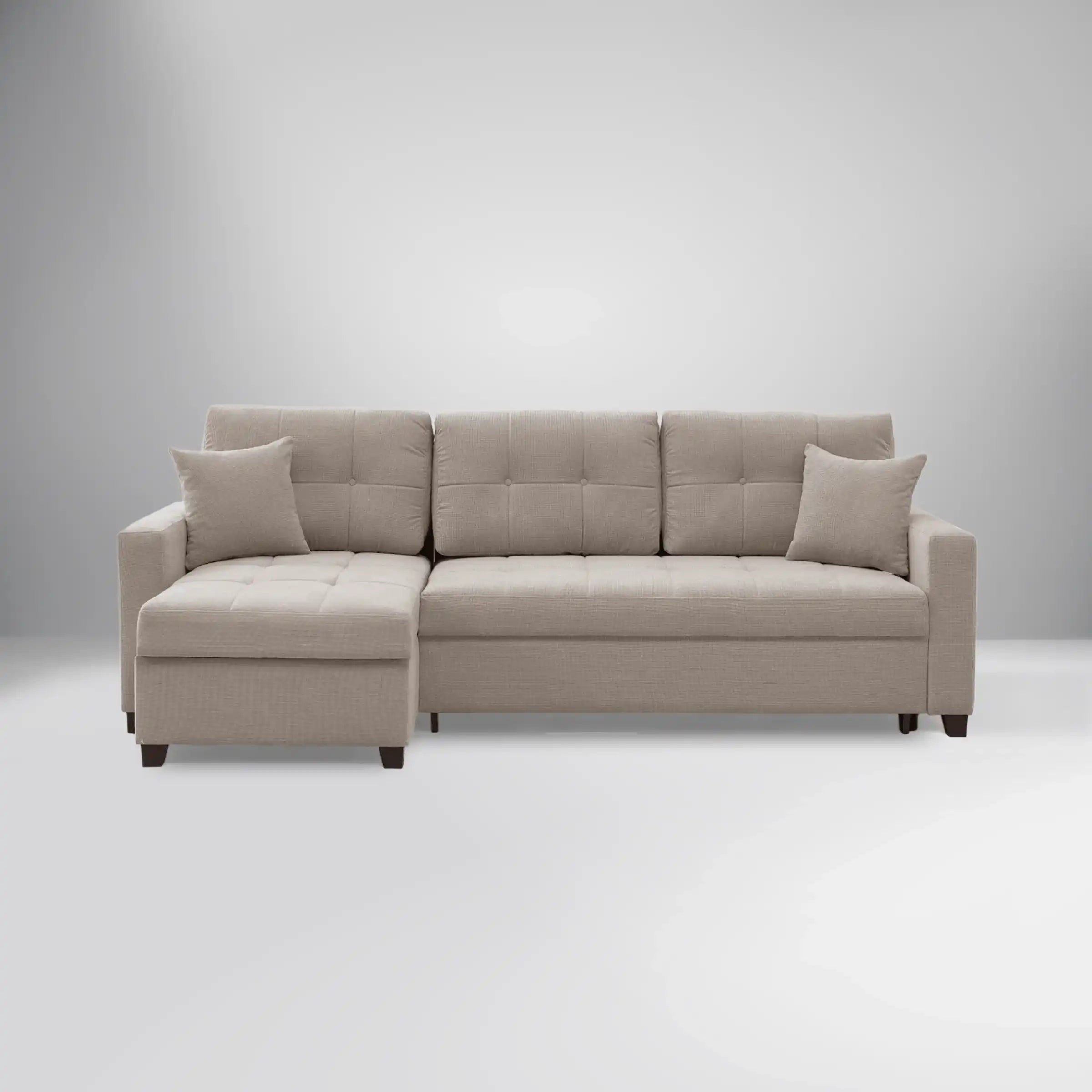 IVY 102" Reversible Chase Queen Sleeper Sectional - Beige - Best Buy Furniture