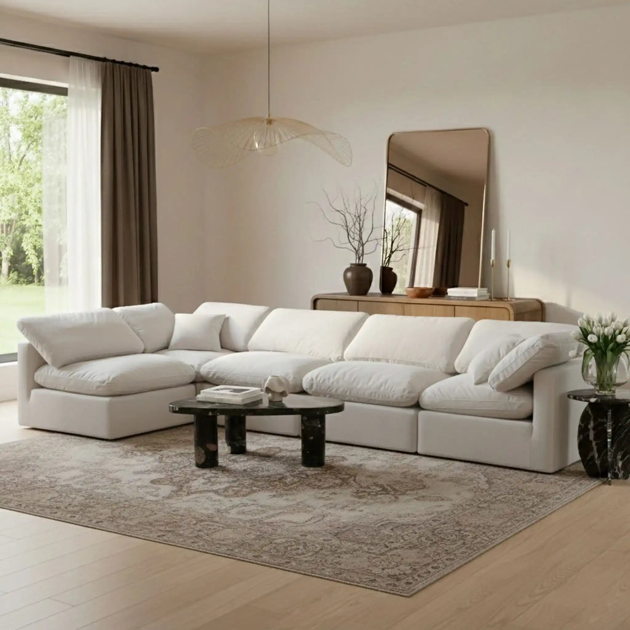 Indulge - Velvet 5 Piece Modular Sectional