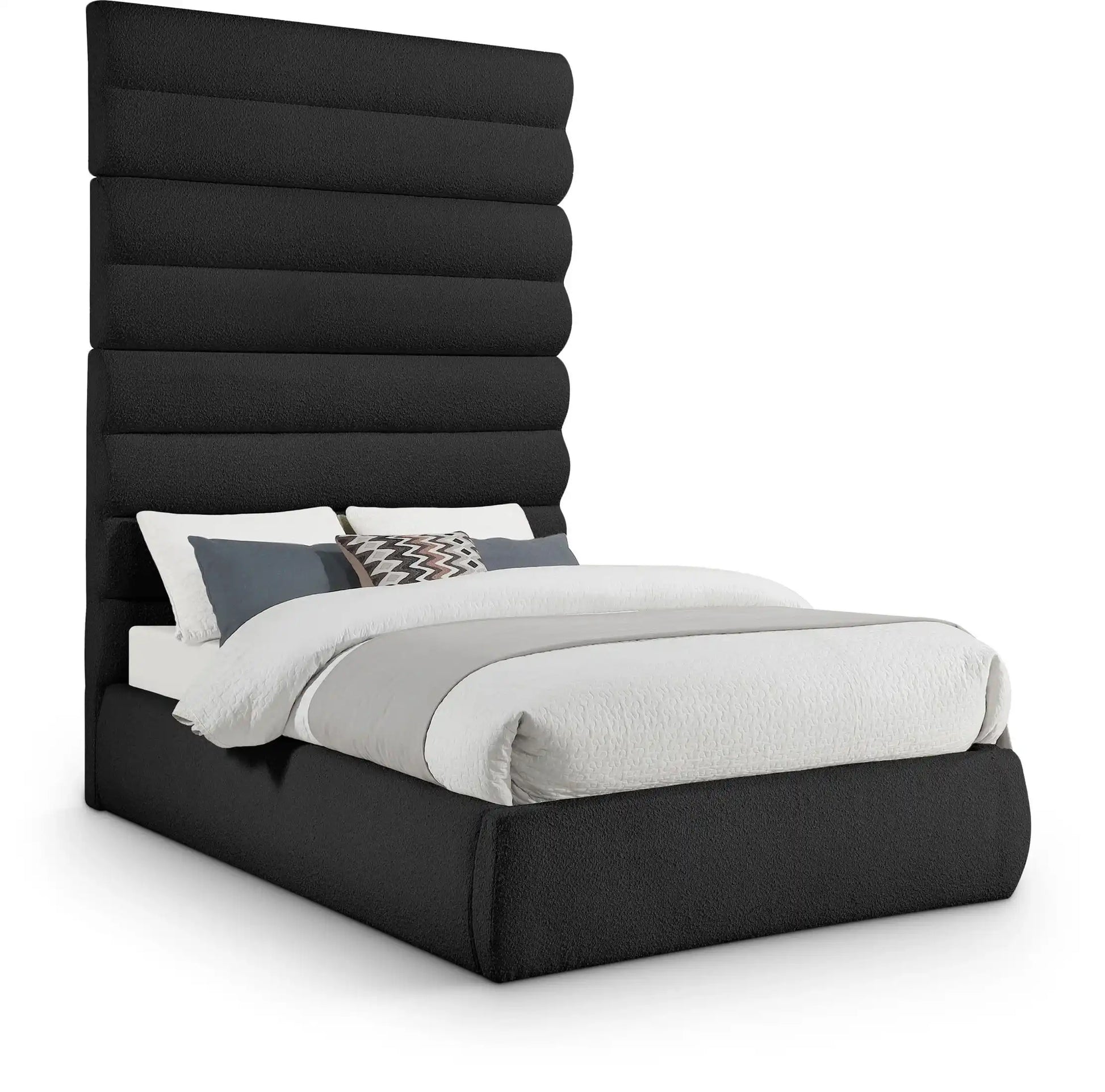 Adam - Boucle Fabric Bed With 89" Headboard - Best Buy Furniture