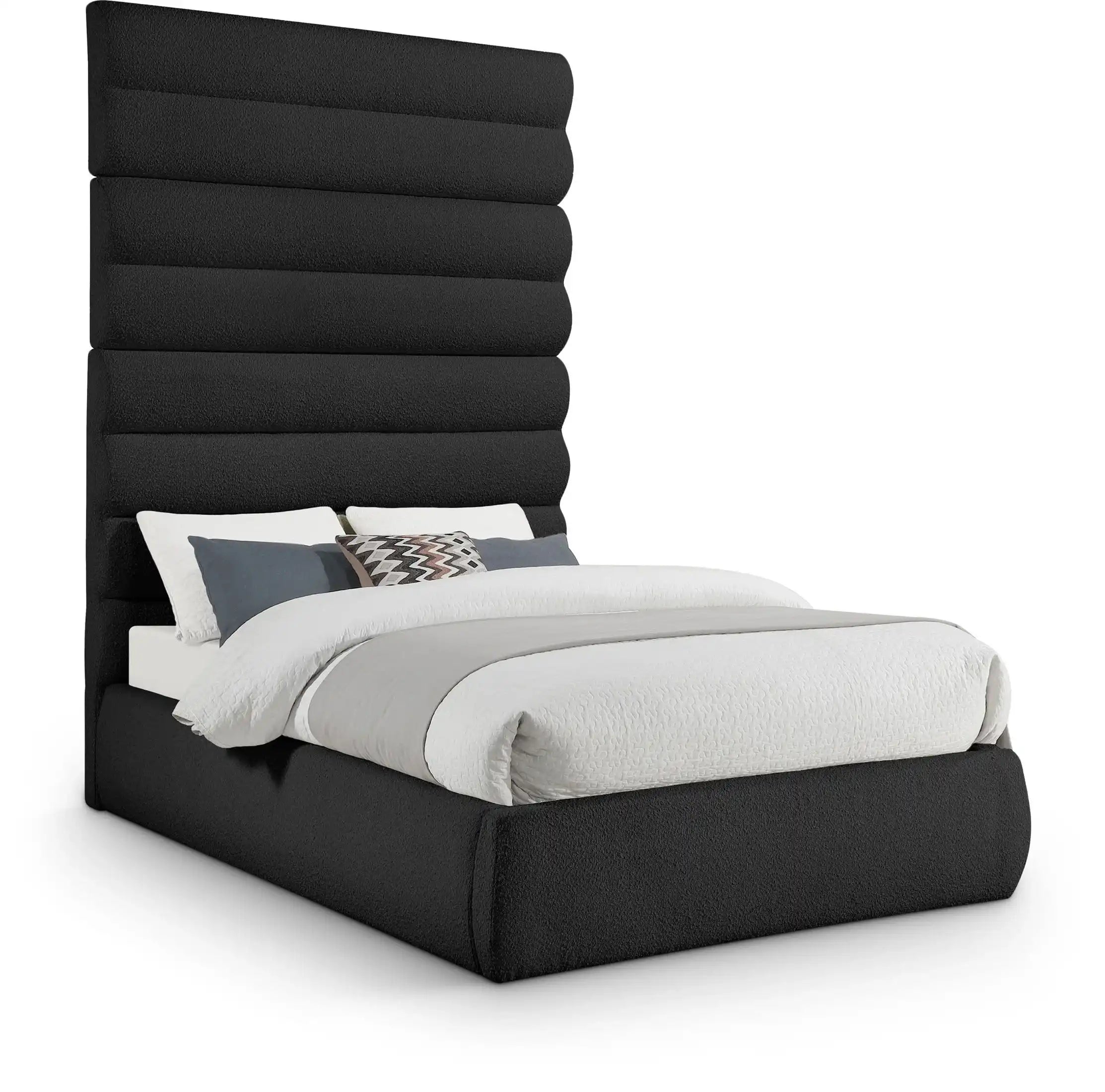 Adam - Boucle Fabric Bed With 89" Headboard - Best Buy Furniture