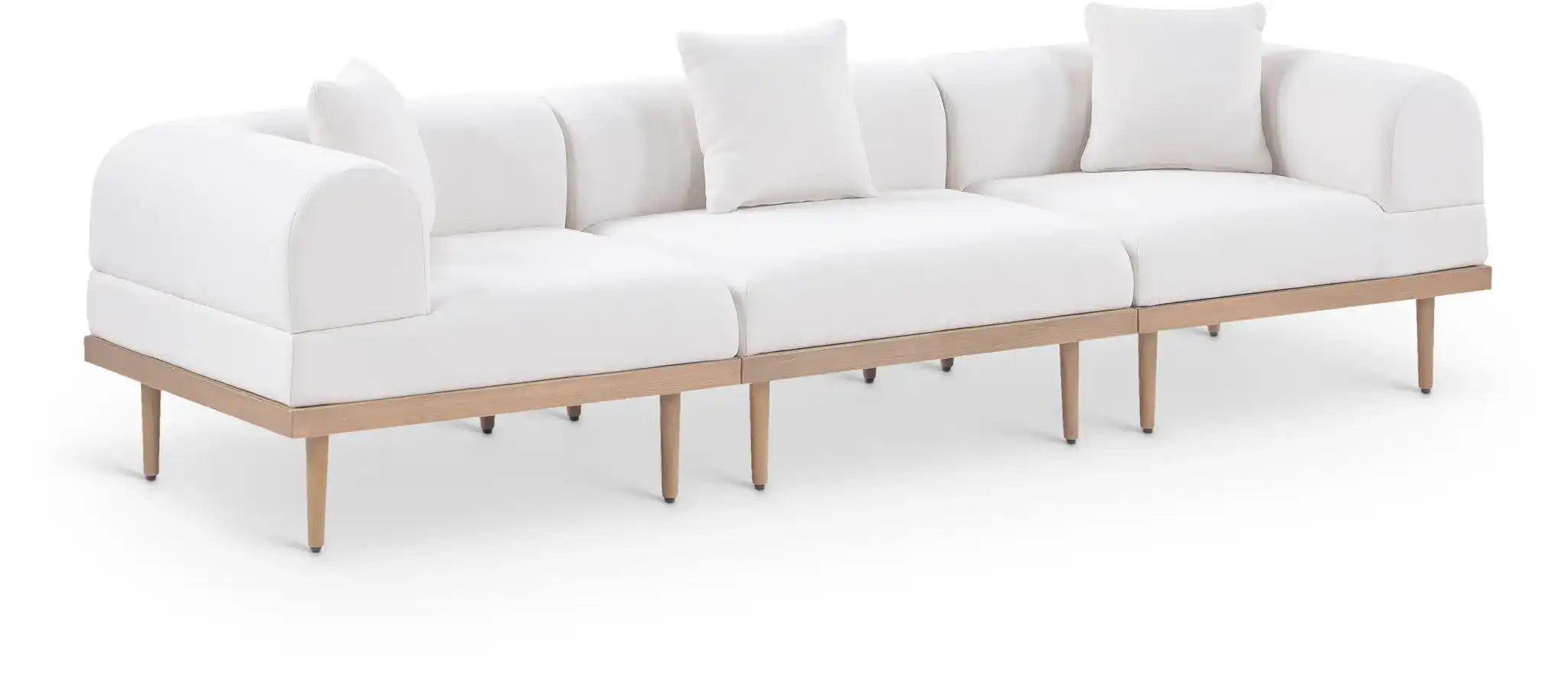 Laguna - 3 Piece Resilient Water Resistant Fabric 106.5" Upholstered Outdoor Patio Modular Sofa - Best Buy Furniture