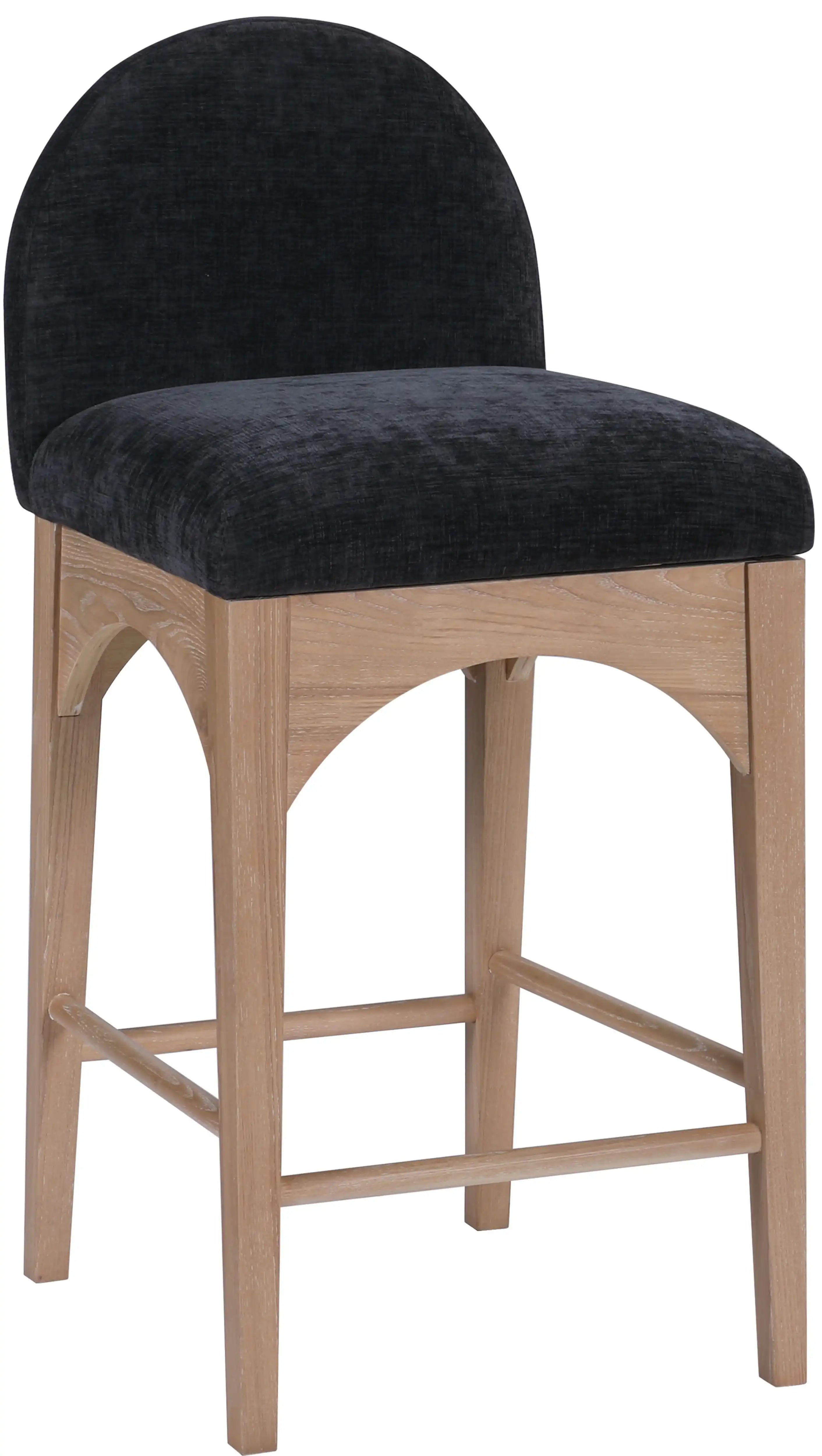 Waldorf - Chenille Stool With Natural Legs - Best Buy Furniture