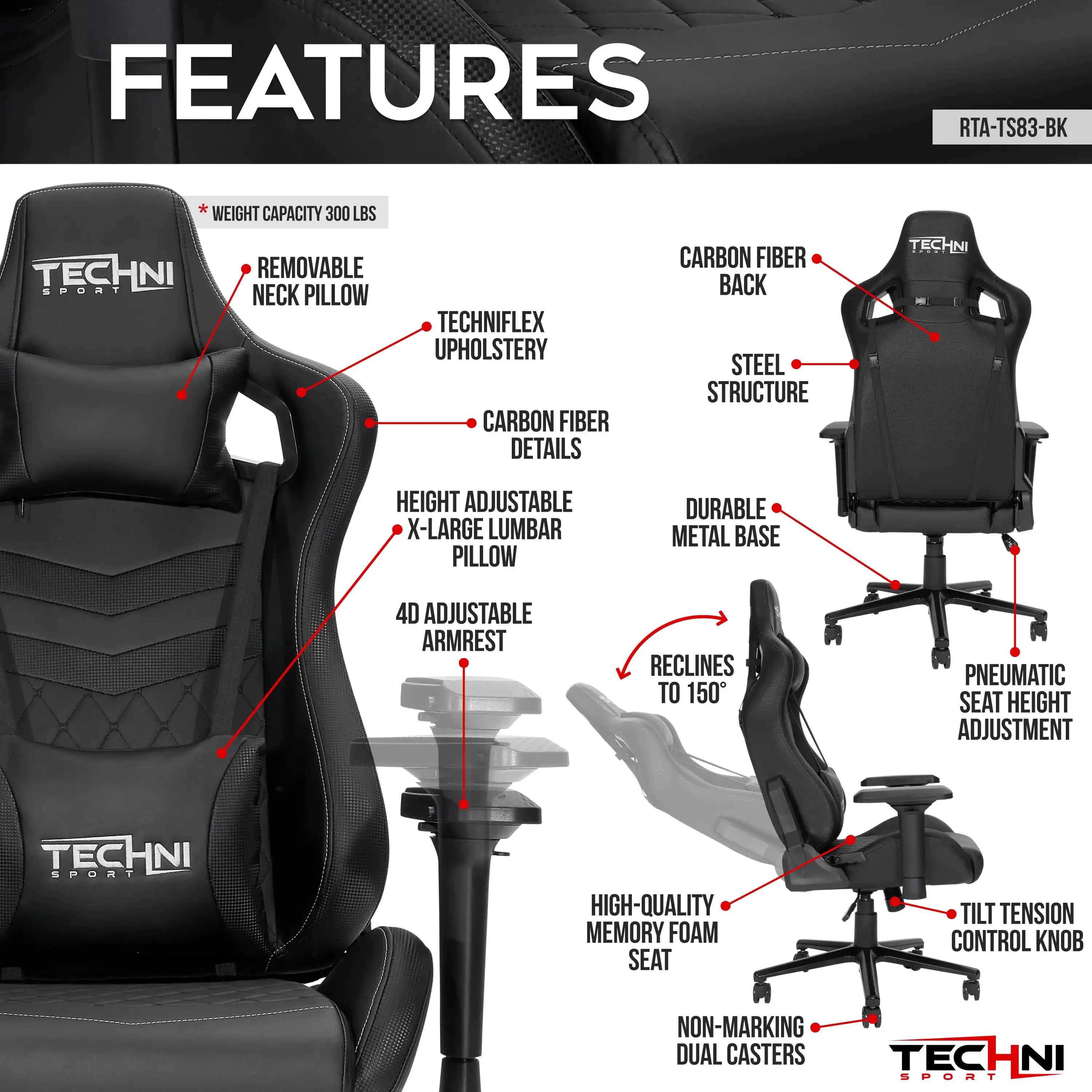 Techni Sport TS-83 Ergonomic High Back Racer Style PC Gaming Chair, Black - Best Buy Furniture