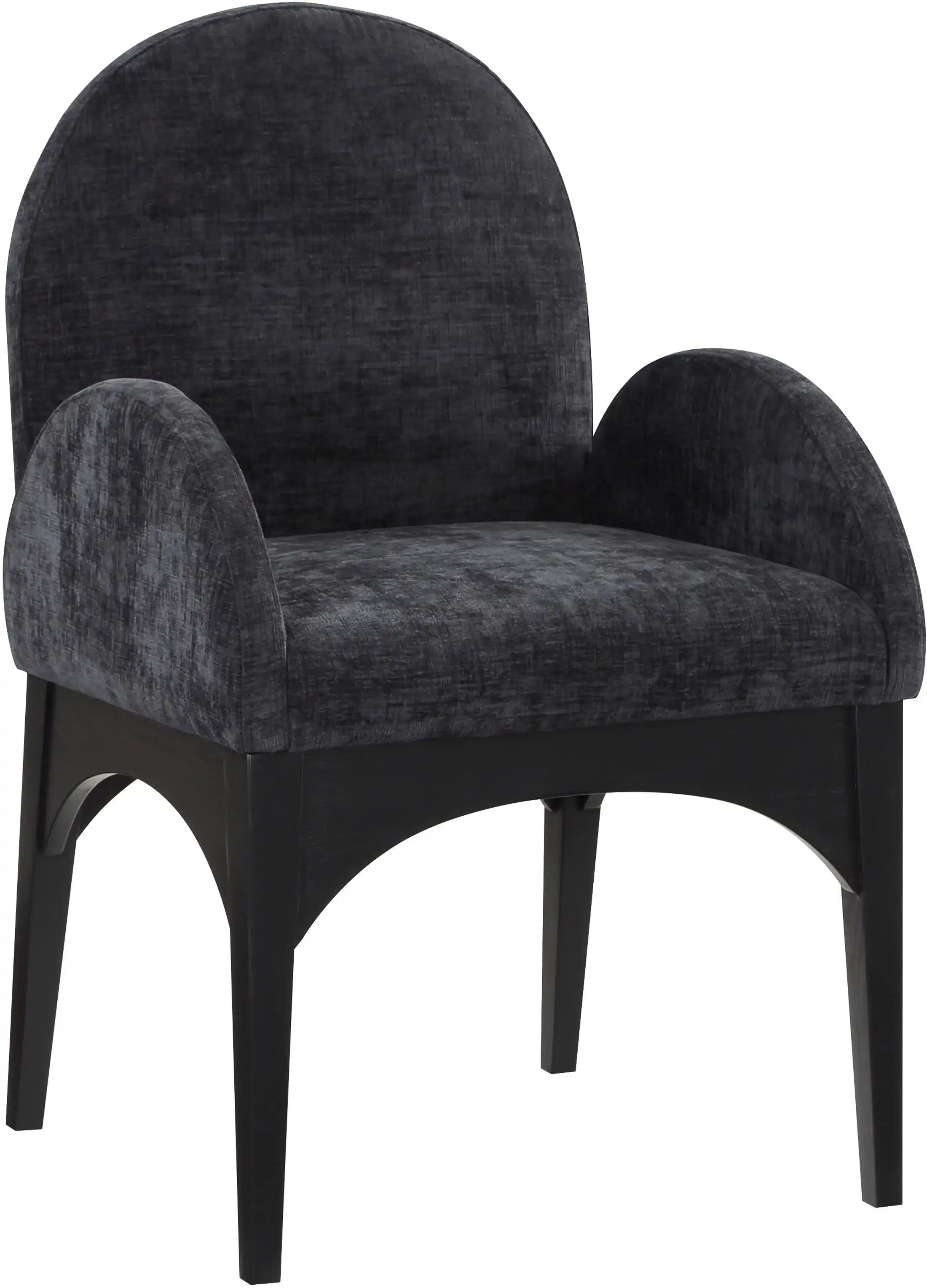 Waldorf - Chenille Dining Arm Chair With Black Legs - Best Buy Furniture