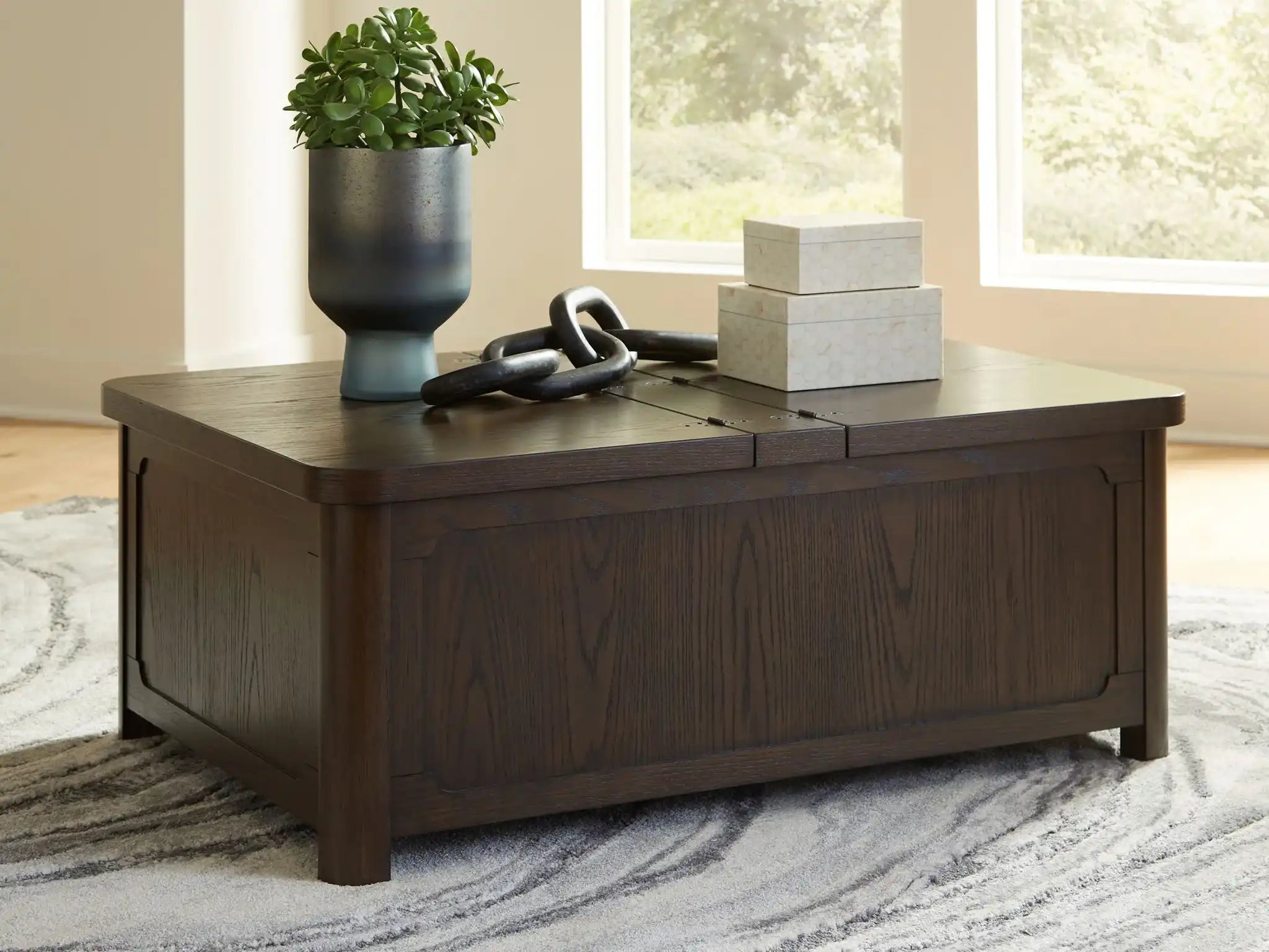 Breckington - Cocktail Table With Storage - Dark Brown - Best Buy Furniture