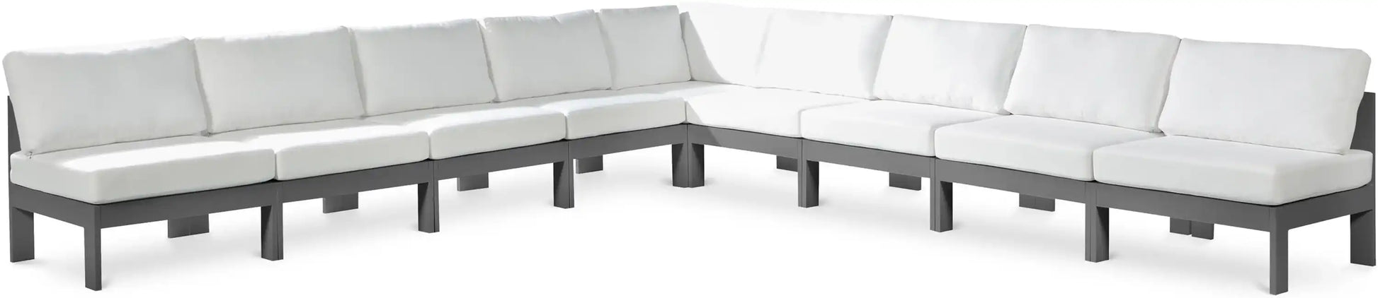 Nizuc - Outdoor Patio 9 Piece Modular Sectional With Gray Frame - Best Buy Furniture