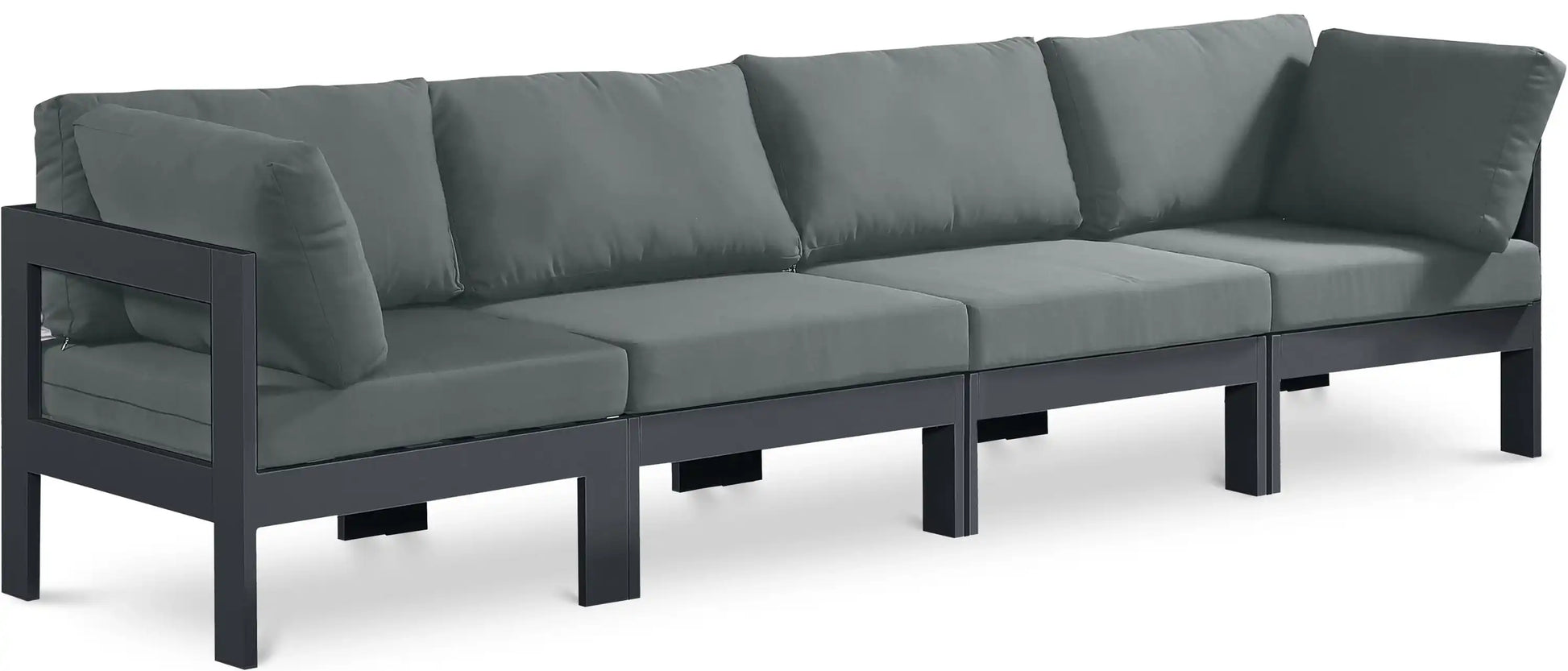 Nizuc - Outdoor Patio 4 Seat Modular Sofa With Gray Frame - Best Buy Furniture