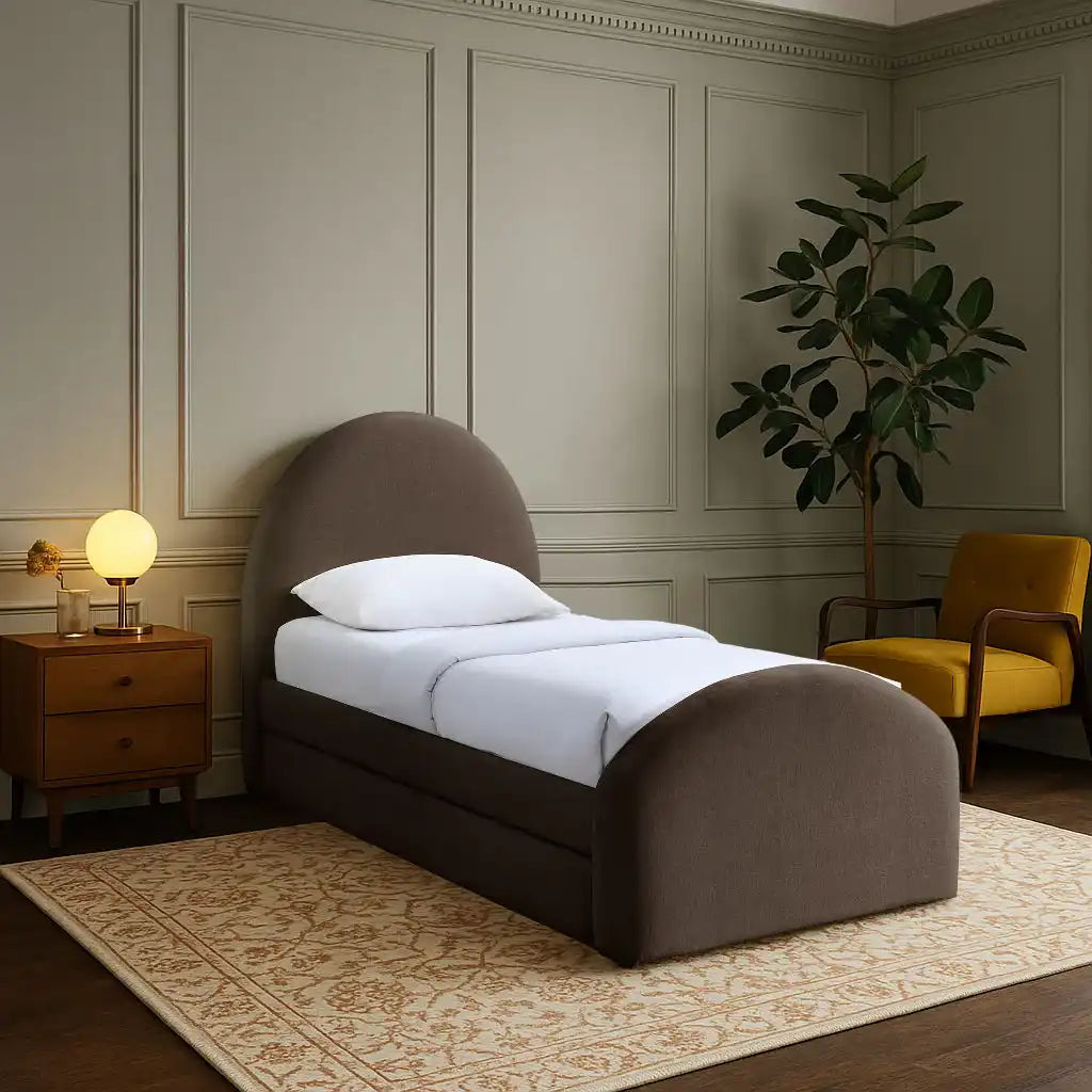 Andaz - Chenille Fabric Upholstered Trundle Bed