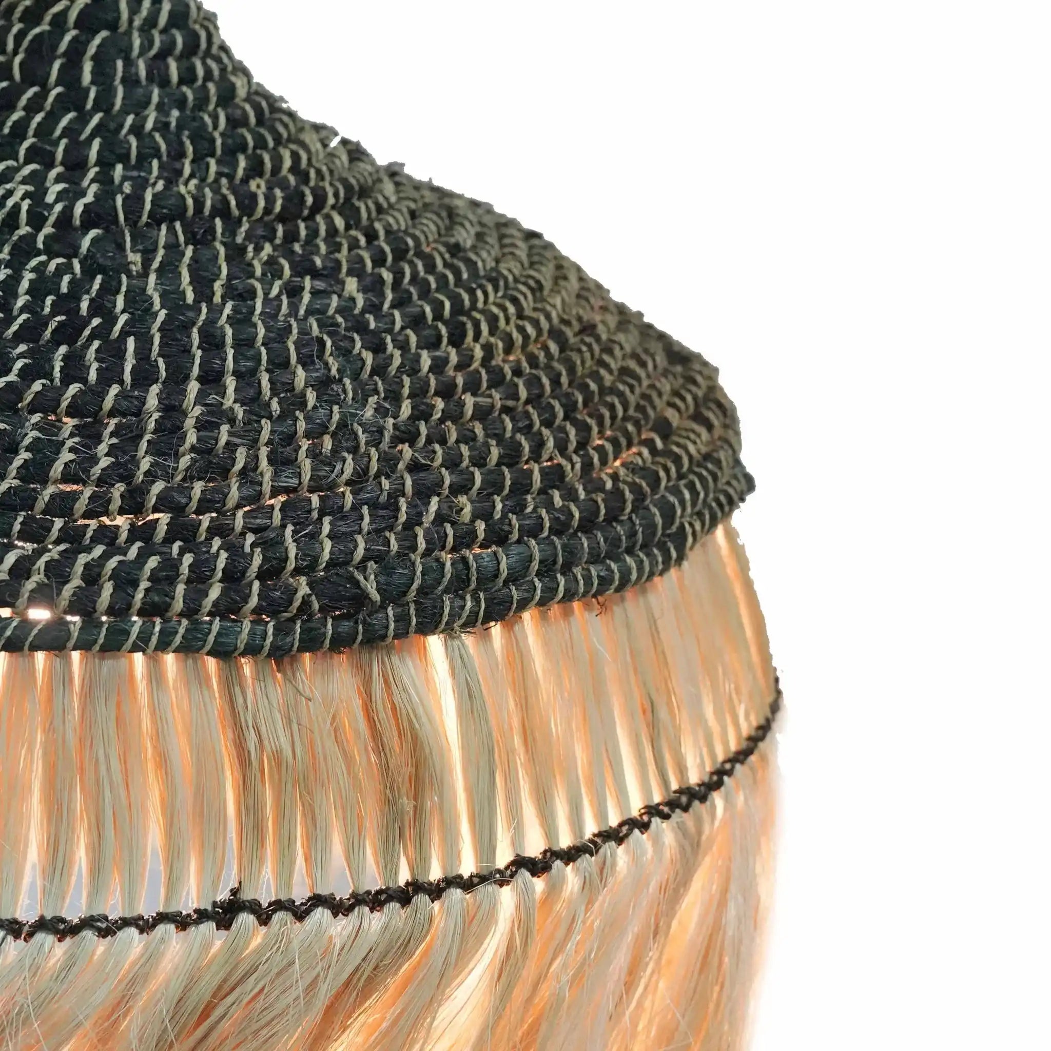 Sula - Upcycled Abaca Pendant Lamp - Natural / Black