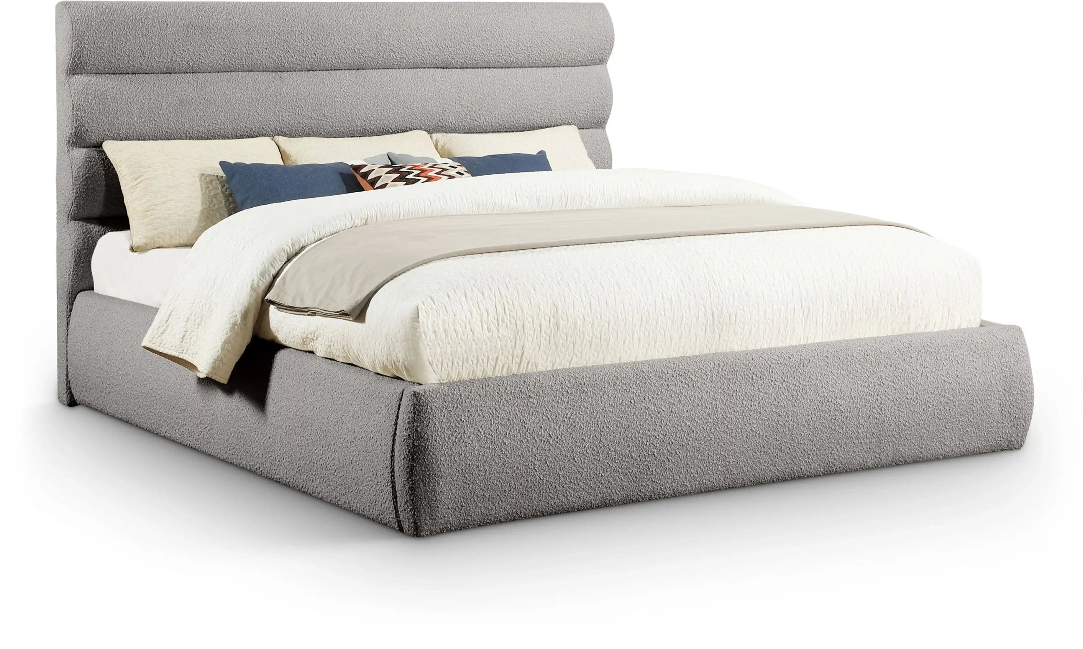 Adam - Boucle Fabric Bed With 52" Headboard - Best Buy Furniture