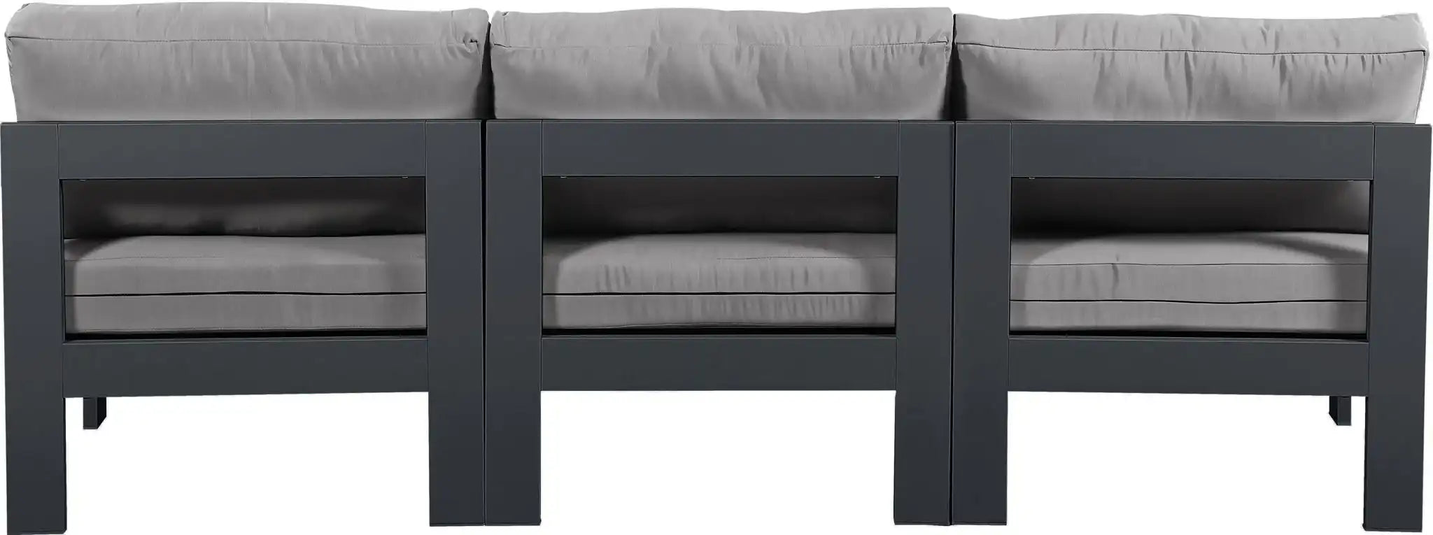 Nizuc - Outdoor Patio 3 Seat Armless Modular Sofa With Gray Frame