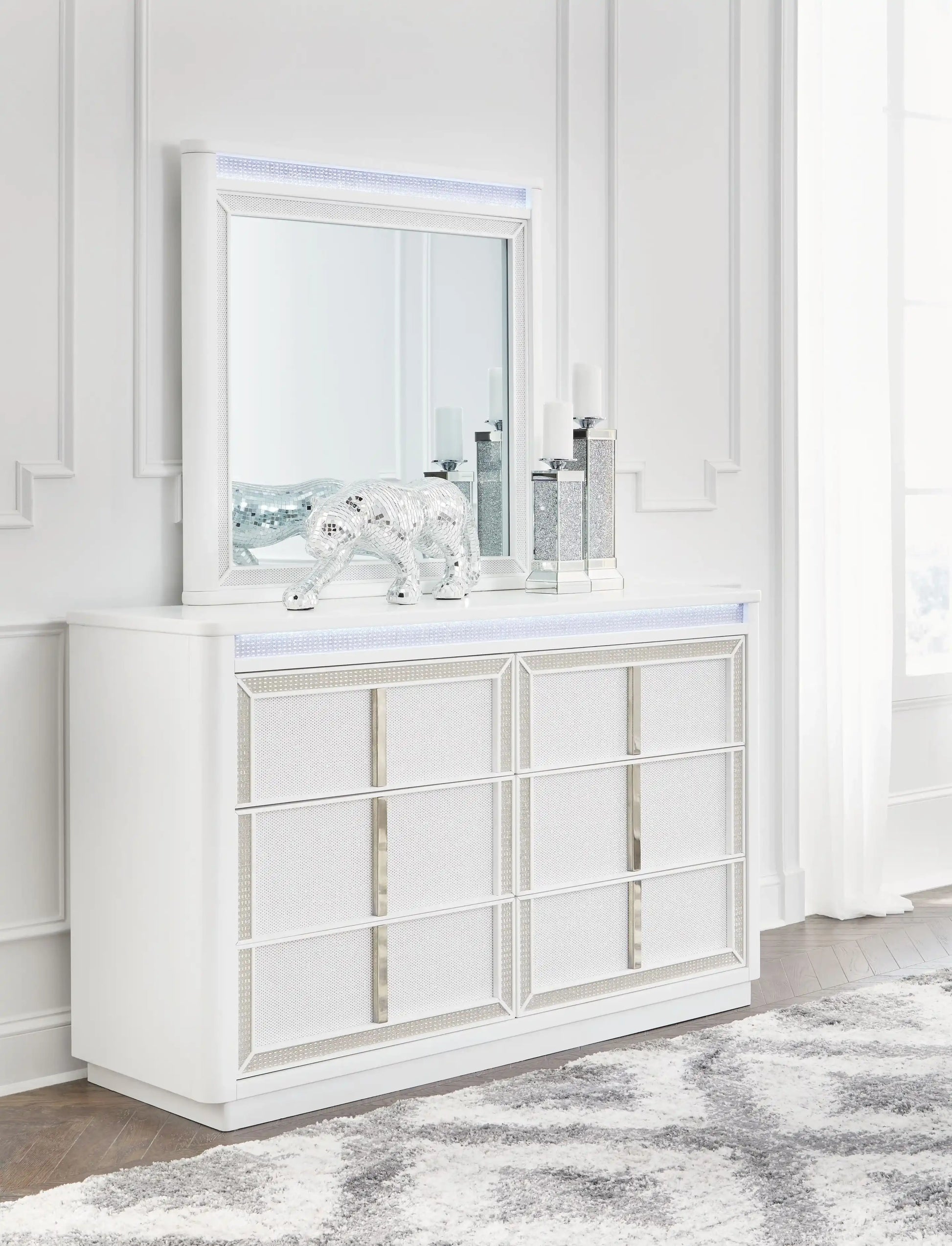 Chalanna - Dresser And Mirror - White - Best Buy Furniture