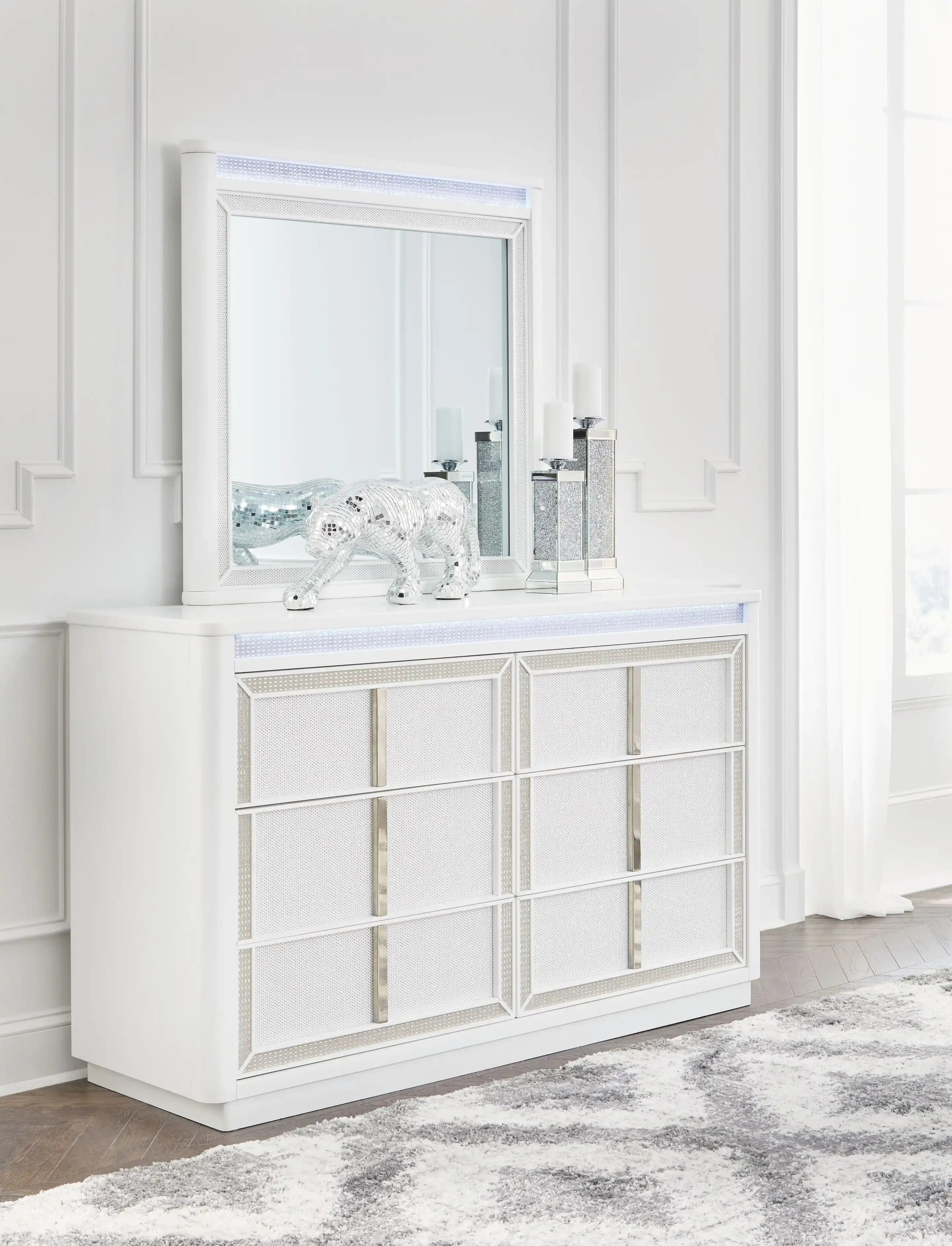Chalanna - Dresser And Mirror - White - Best Buy Furniture
