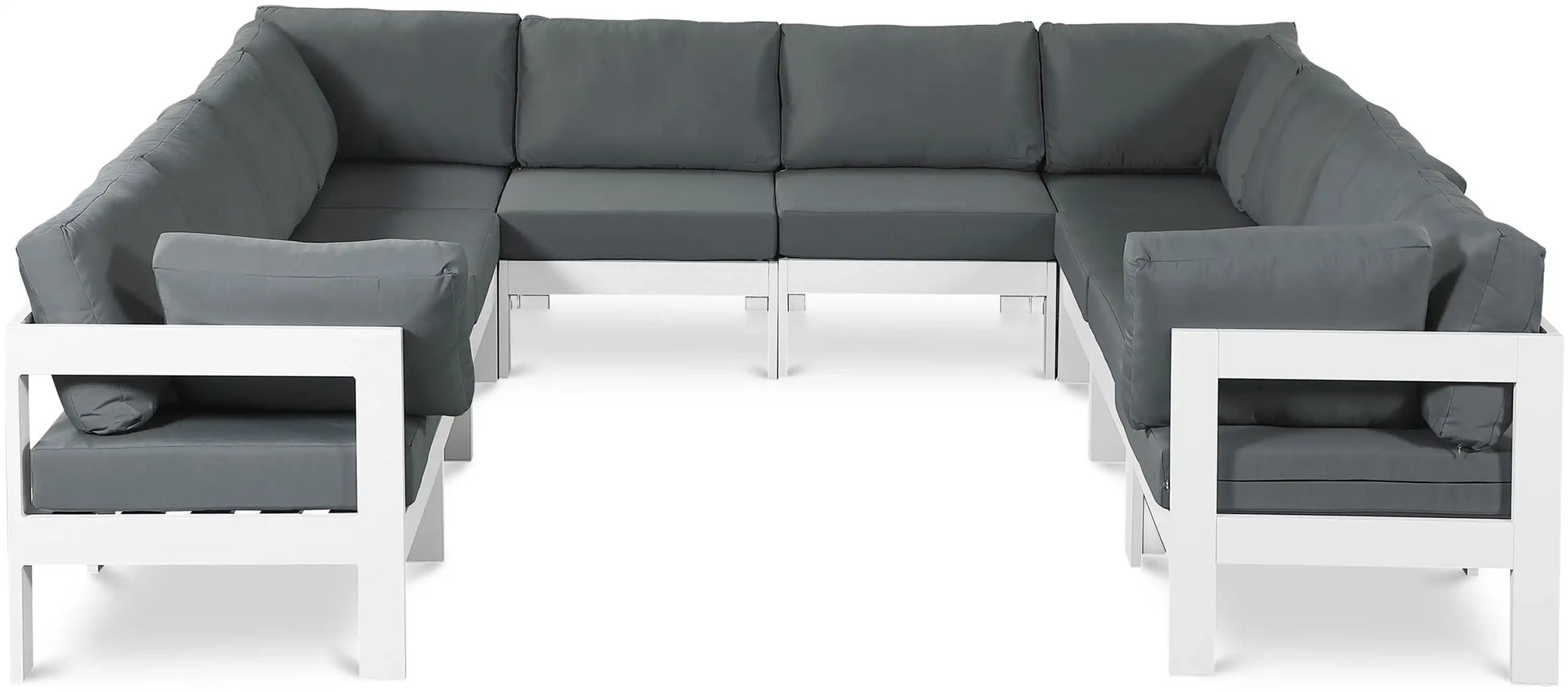 Nizuc - Outdoor Patio 10 Piece Modular Sectional With White Frame - Best Buy Furniture