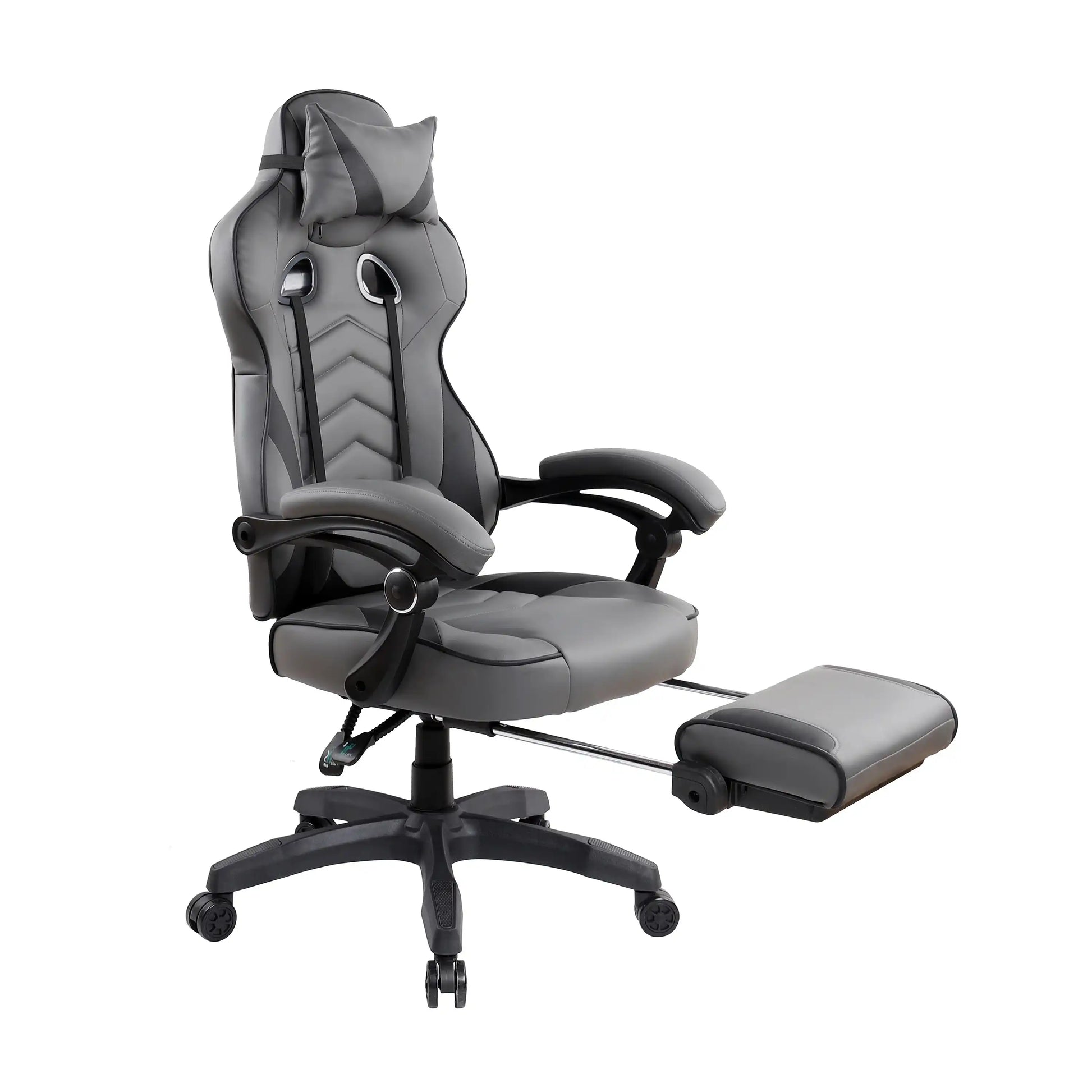 Gaming Racing Style Fully Reclining Executive Office Chair with Footrest, Black & Grey - Best Buy Furniture