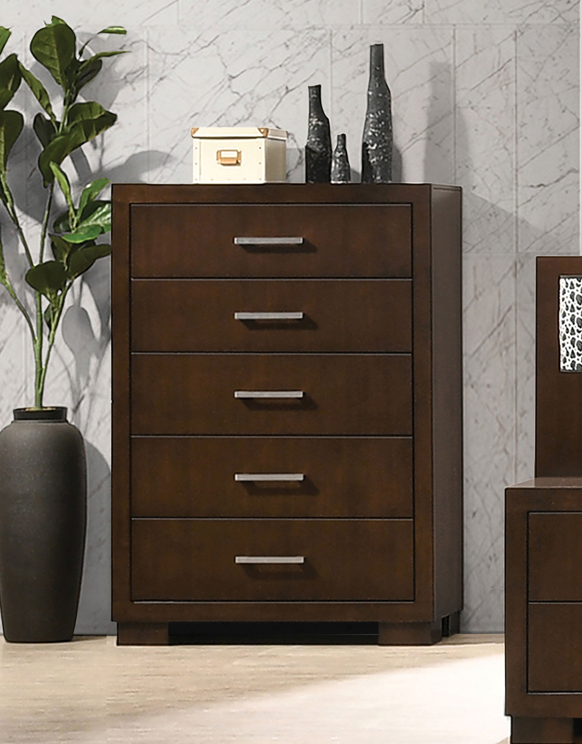 Jessica 5-drawer Bedroom Chest Cappuccino-CoasterEssence