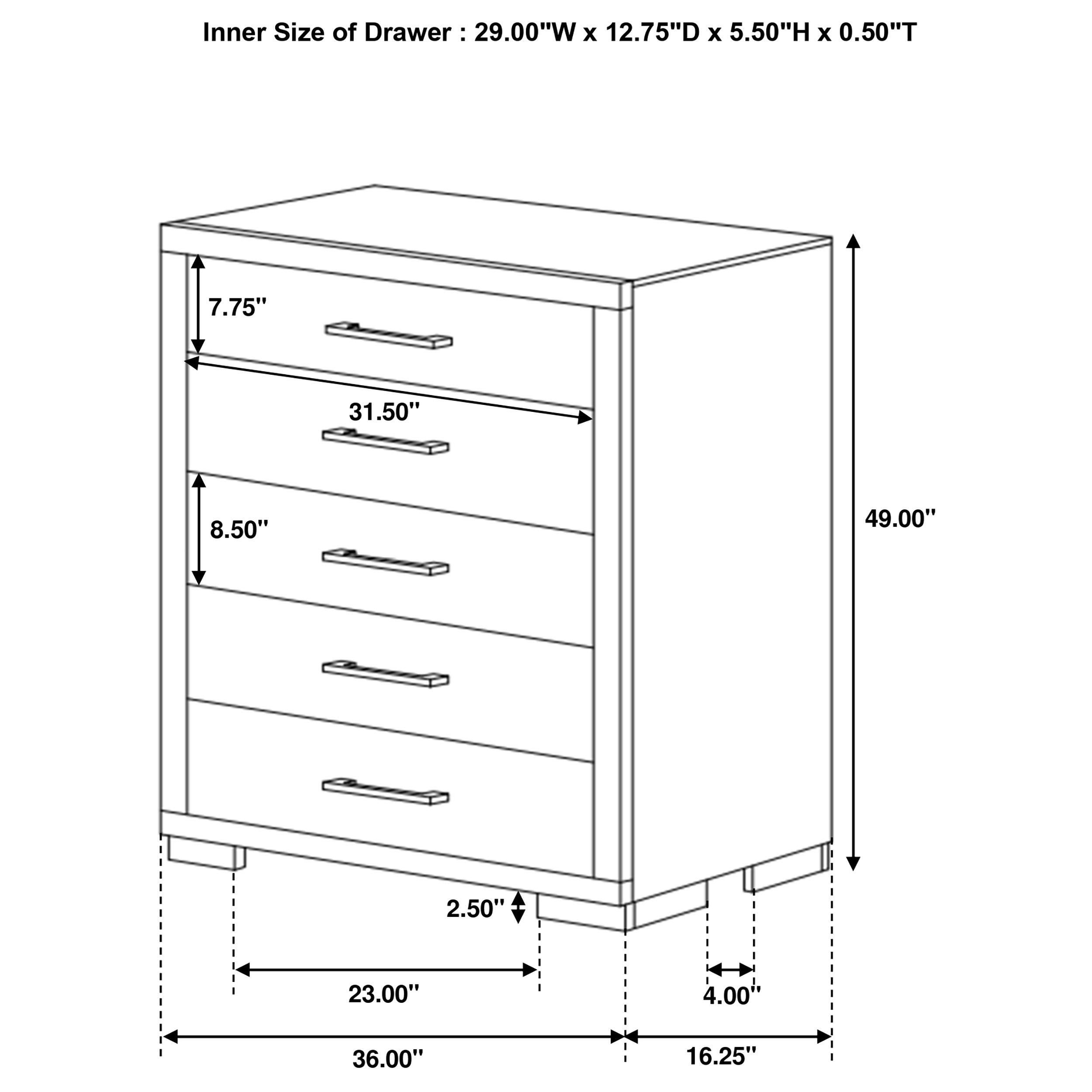 Jessica 5-drawer Bedroom Chest Cappuccino-CoasterEssence