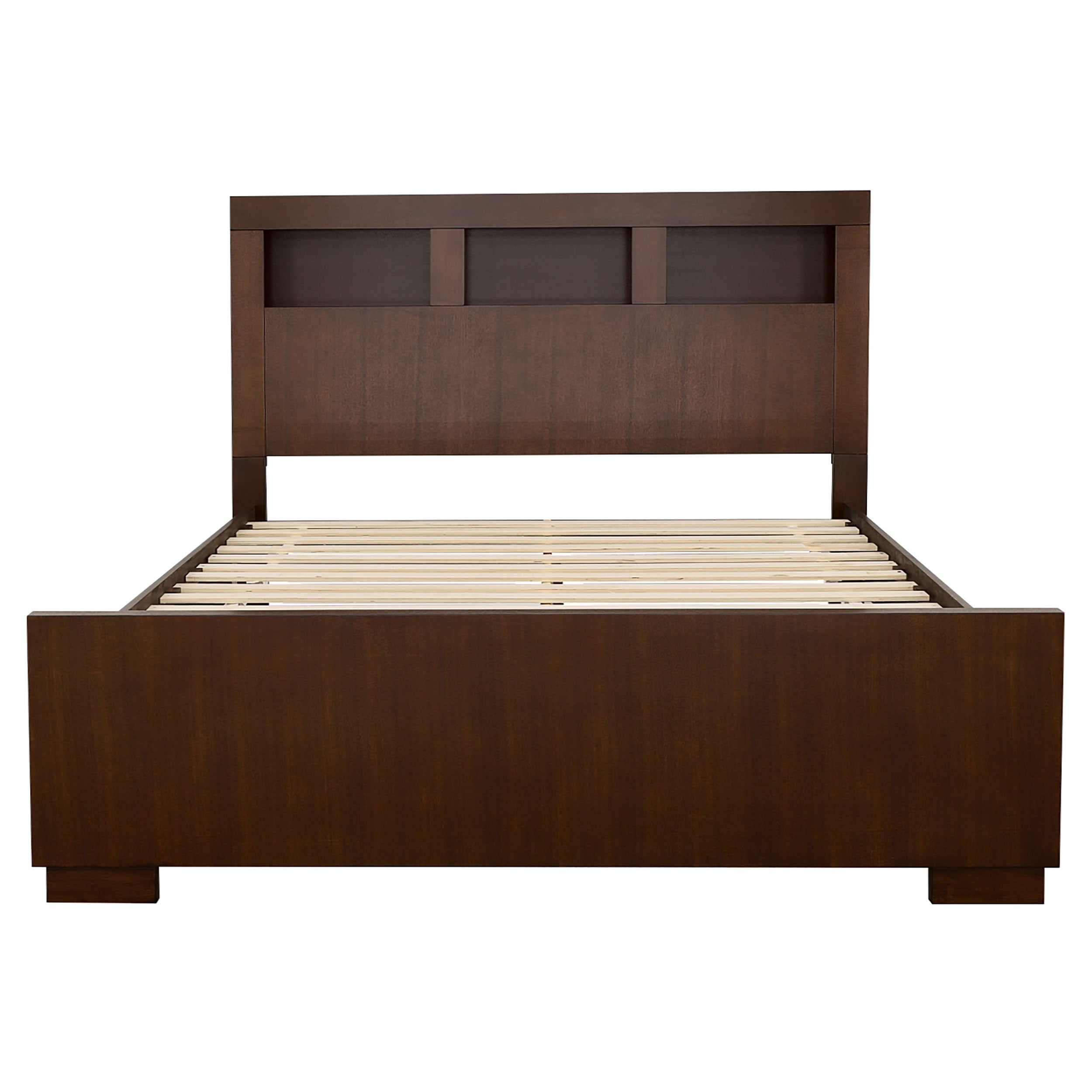 Jessica Wood Queen LED Storage Bookcase Bed Cappuccino-CoasterEssence