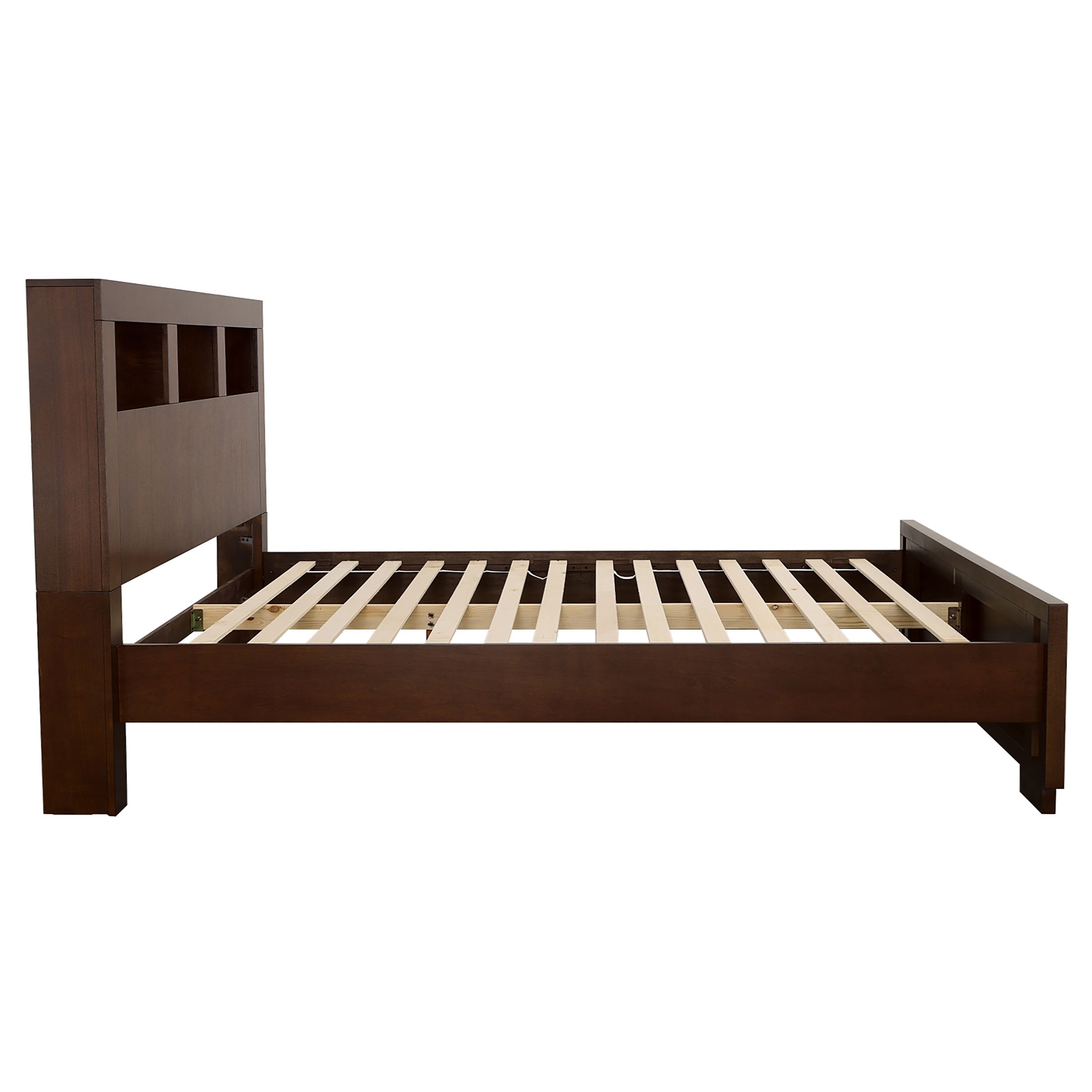 Jessica Wood Queen LED Storage Bookcase Bed Cappuccino-CoasterEssence