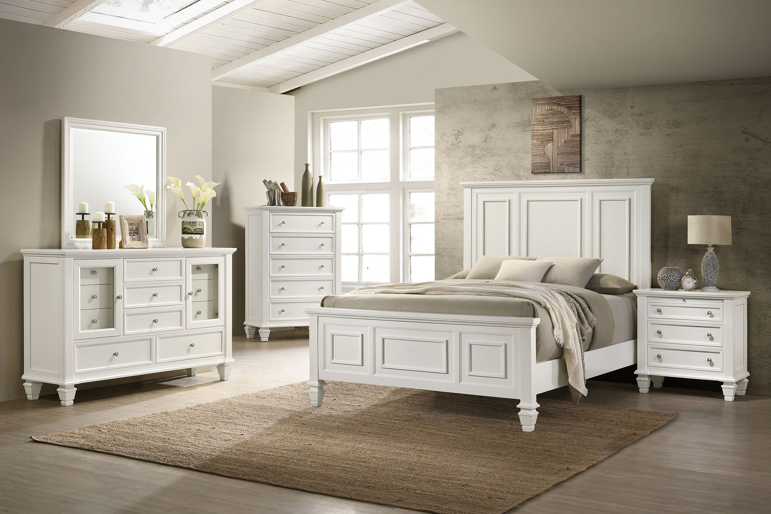 Sandy Beach Wood Queen Panel Bed Cream White-CoasterEssence