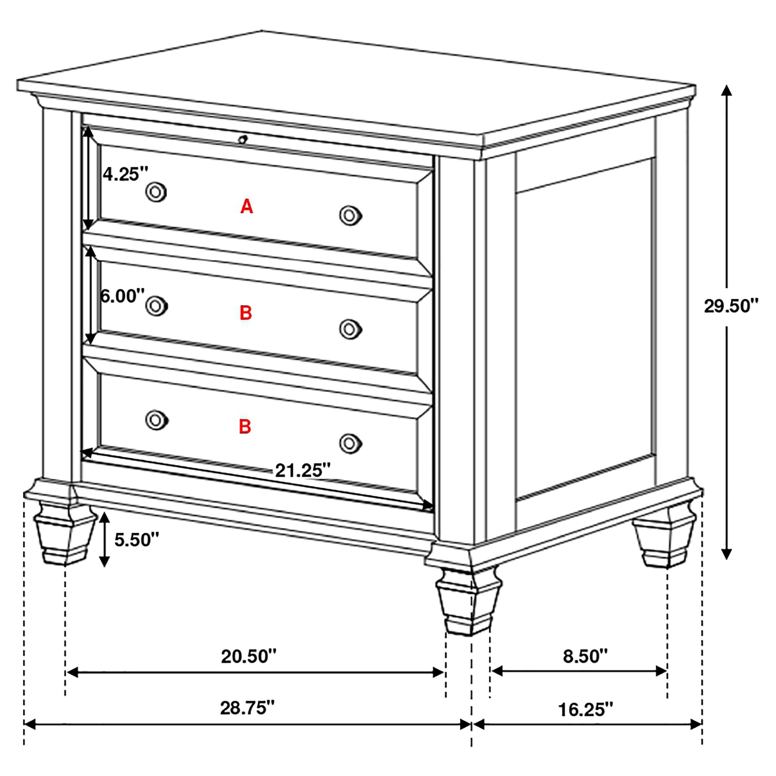 Sandy Beach 3-drawer Nightstand Cream White-CoasterEssence