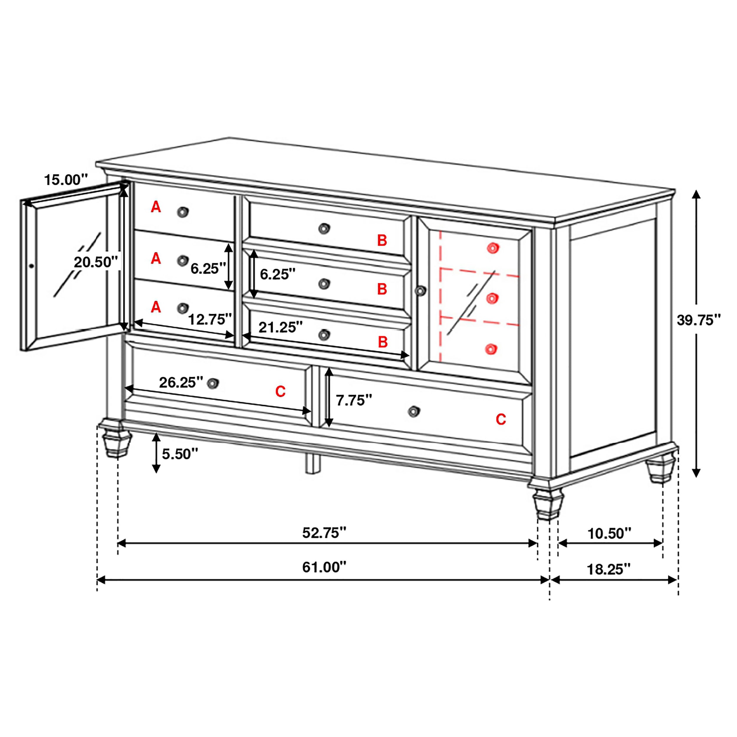 Sandy Beach 11-drawer Dresser Cream White-CoasterEssence