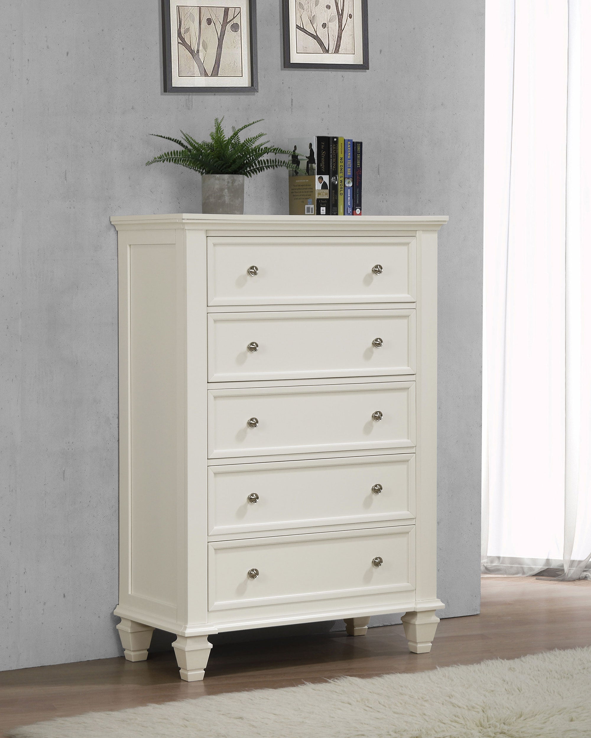 Sandy Beach 5-drawer Bedroom Chest Cream White-CoasterEssence