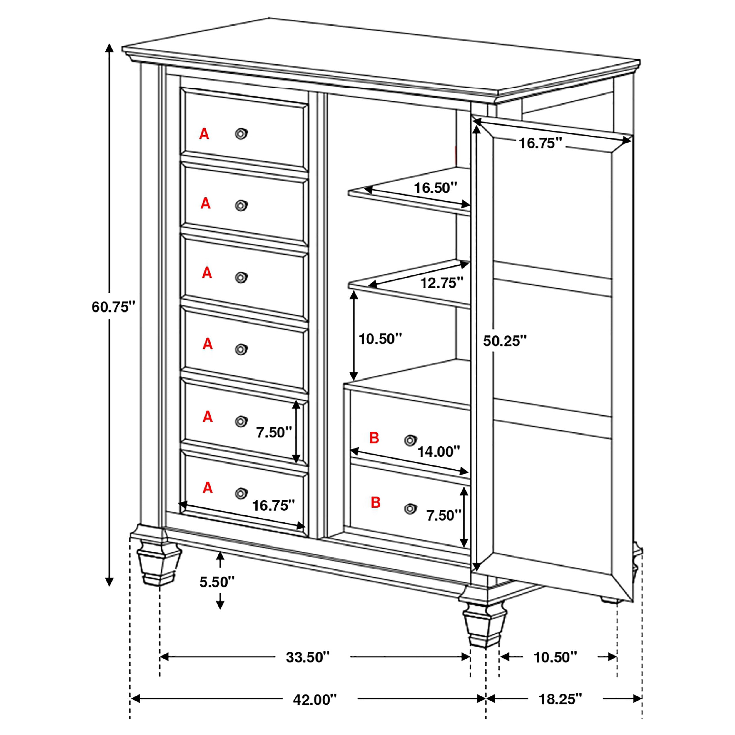 Sandy Beach 8-drawer Door Chest Cream White-CoasterEssence