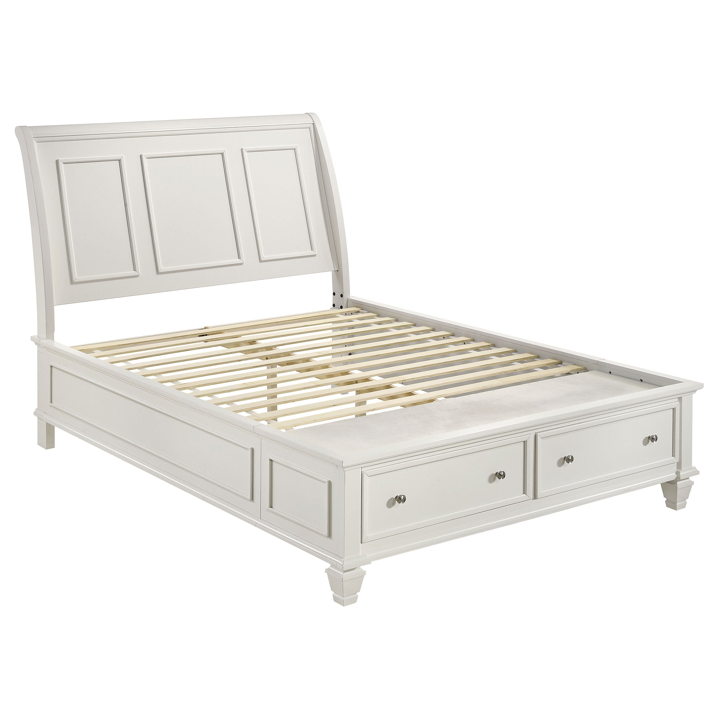 Sandy Beach Wood Queen Storage Panel Bed Cream White-CoasterEssence