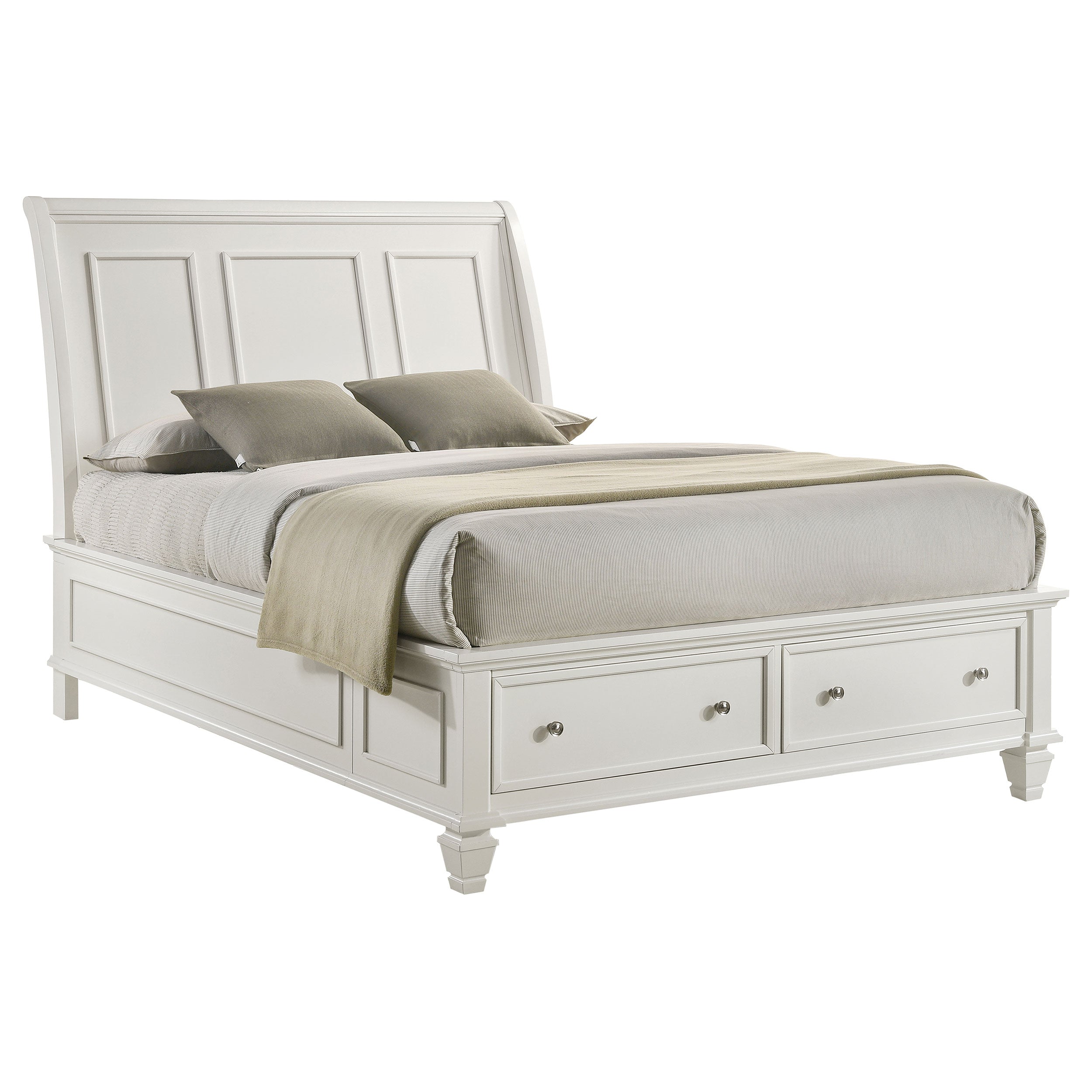 Sandy Beach Wood Queen Storage Panel Bed Cream White-CoasterEssence