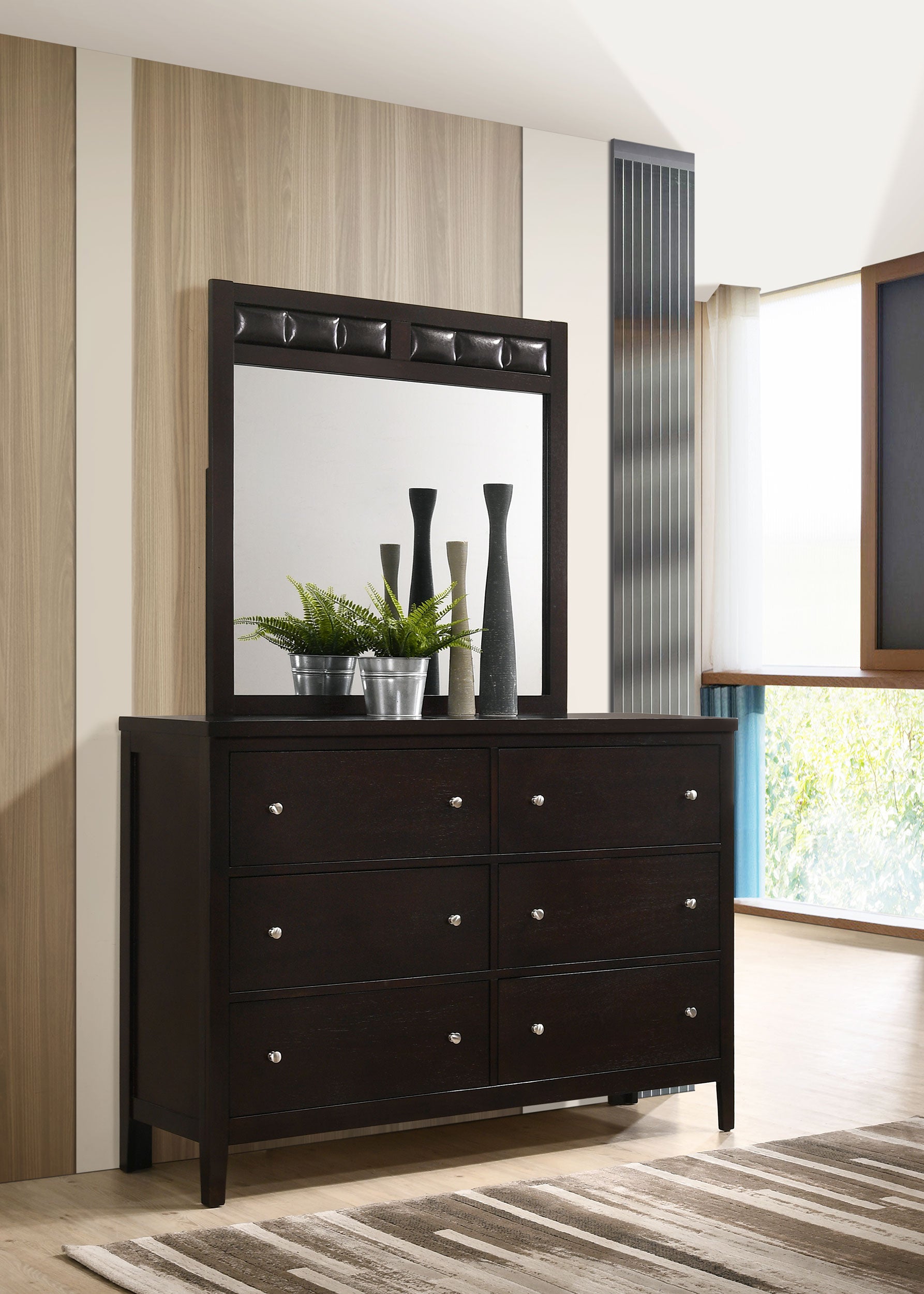 Carlton 6-drawer Dresser with Mirror Cappuccino-CoasterEveryday