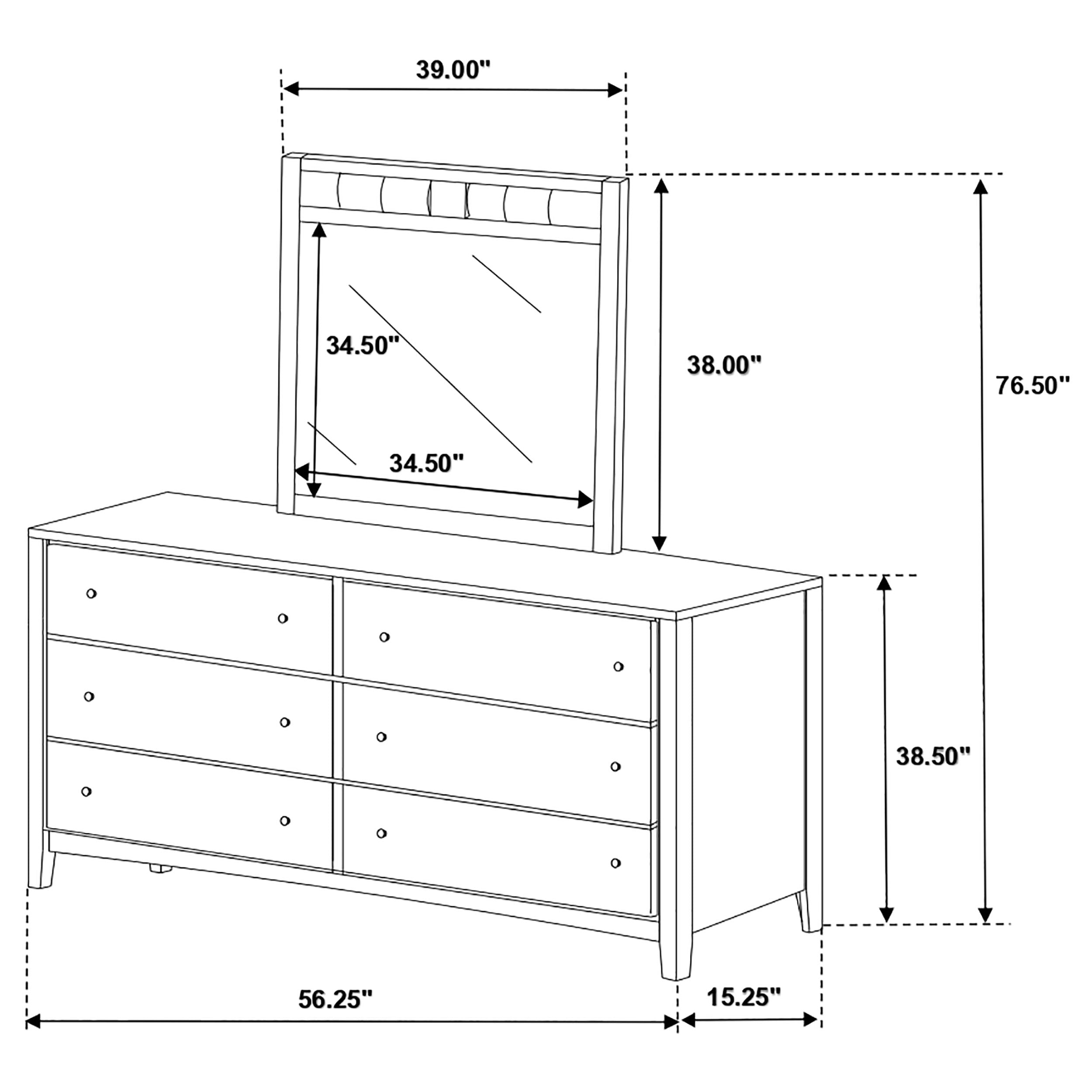 Carlton 6-drawer Dresser with Mirror Cappuccino-CoasterEveryday