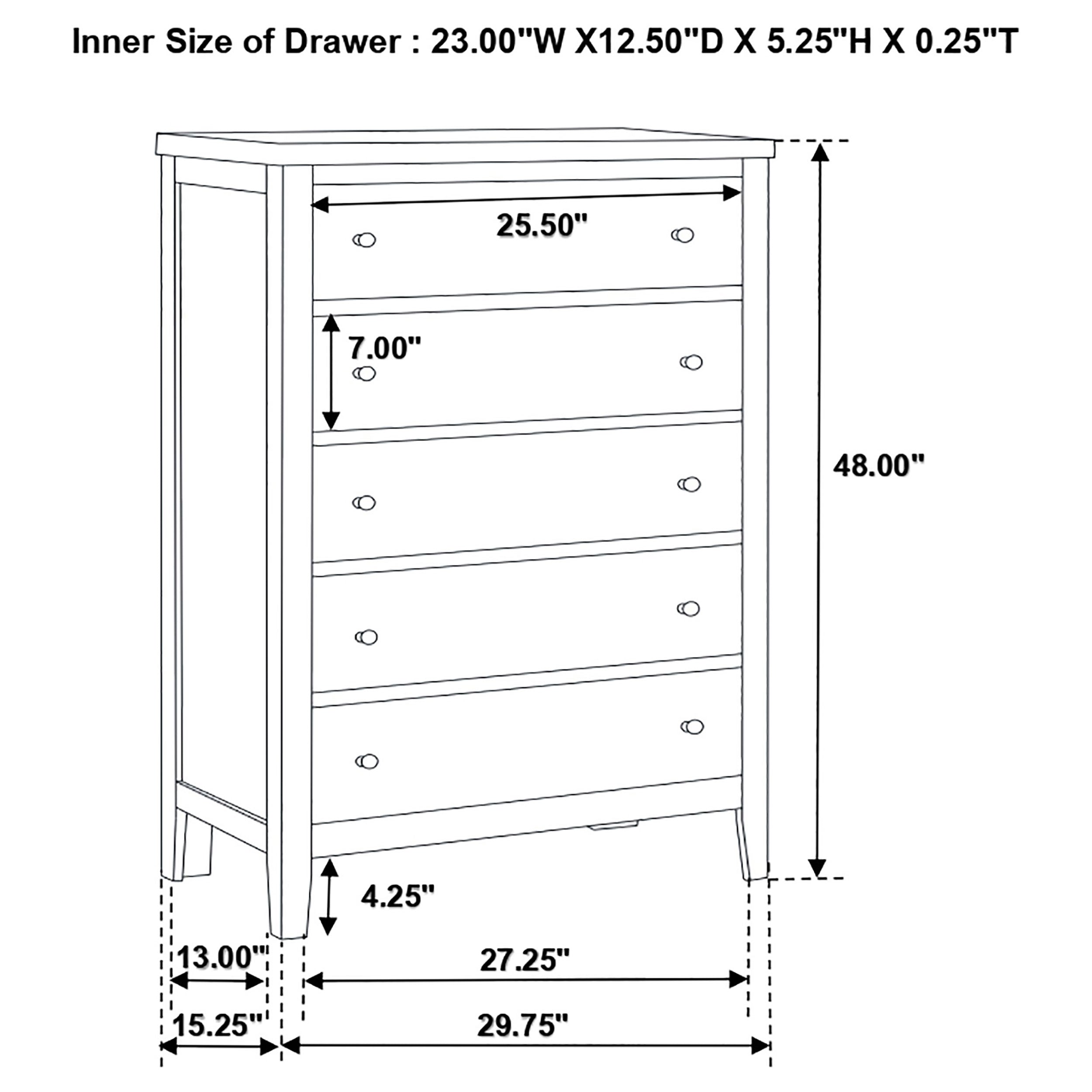 Carlton 5-drawer Bedroom Chest Cappuccino-CoasterEveryday