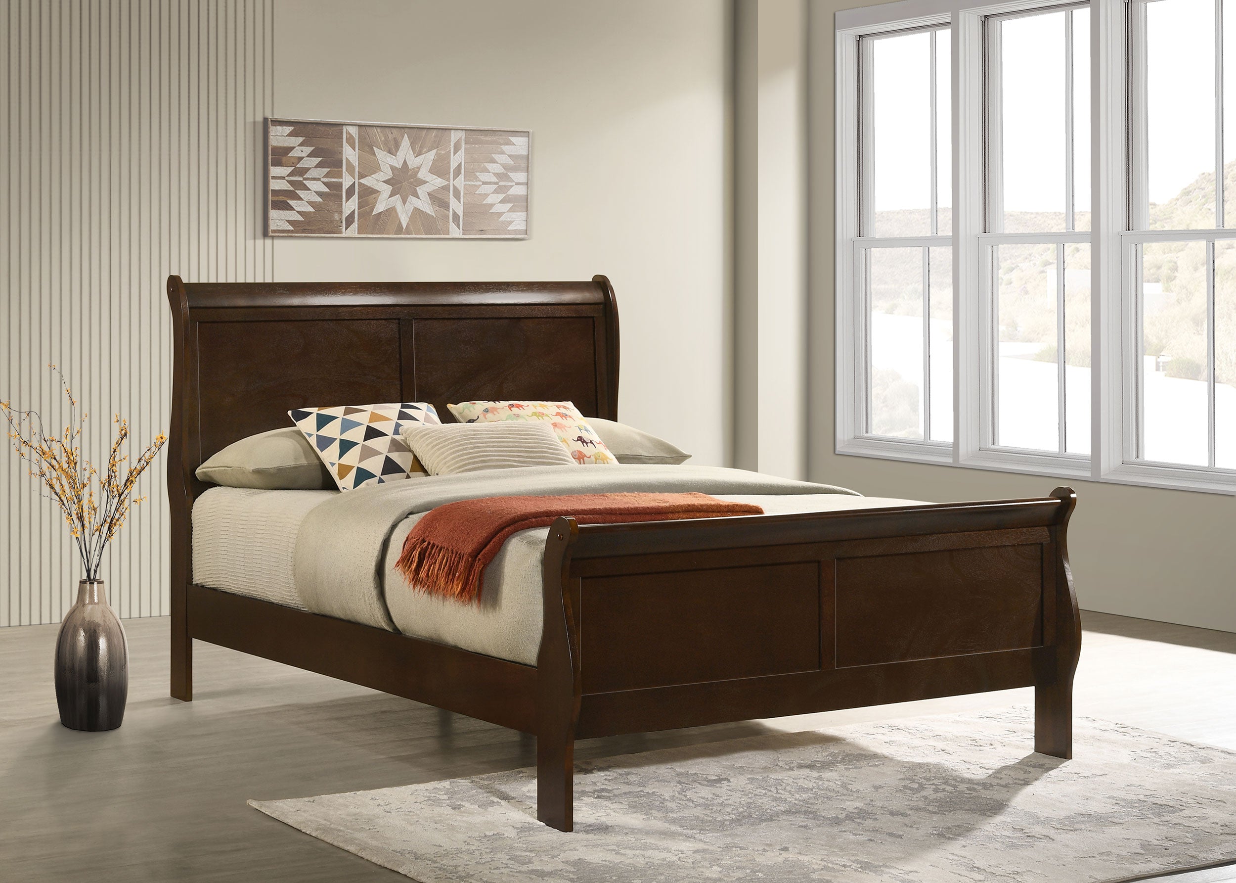 Louis Philippe Wood Full Sleigh Bed Cappuccino-CoasterEveryday