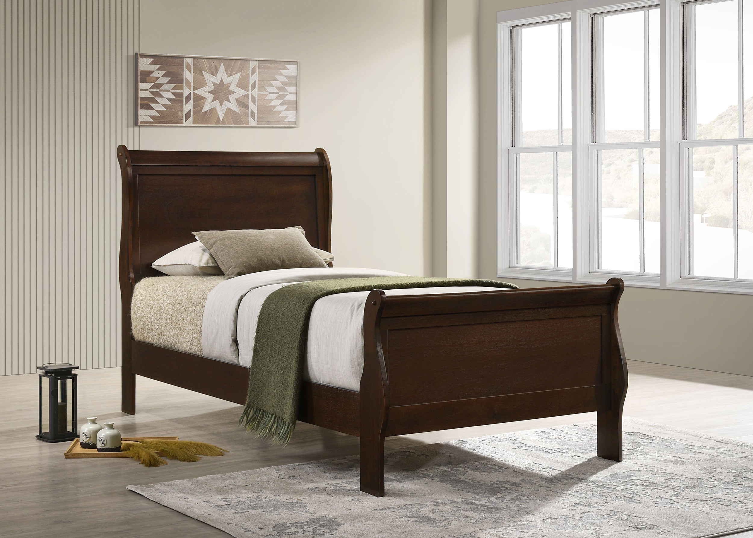 Louis Philippe Wood Twin Sleigh Bed Cappuccino-CoasterEveryday